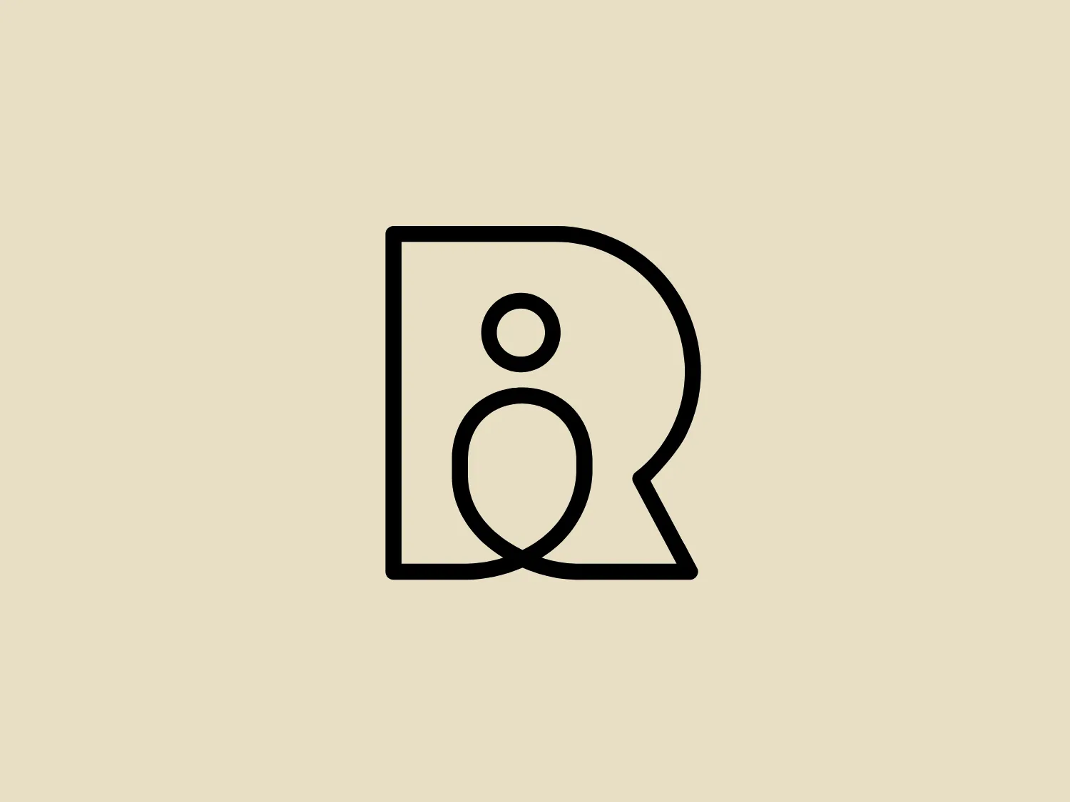 The logo for Recruitment Architects is a minimalist and contemporary design featuring a stylized letter 'R' created with bold, continuous black lines. The 'R' incorporates a perfect circle for its counter, positioned centrally and slightly towards the top. The leg of the 'R' curves inward, aligning seamlessly with the outer curve to create a harmonious and modern appearance. The overall aesthetic is devoid of additional embellishments. Given the simplicity of the design, a soft and neutral background would complement the clean lines best.