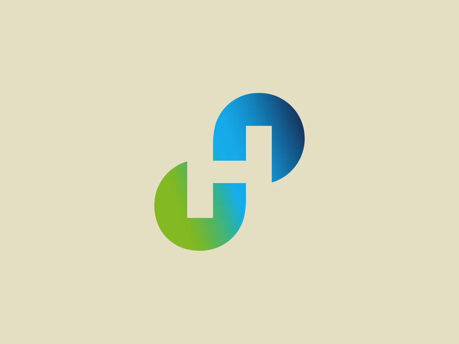 The Holcim logo features an abstract, interconnected design consisting of two main elements that resemble stylized letters or symbols. The color palette transitions from a deep, vibrant blue at the top to a fresh, lively green at the bottom, creating a gradient effect with shades of cyan in between, suggesting growth or natural elements. The overall design aesthetic is modern, sleek, and feels dynamic because of the way the forms seem to be in motion.