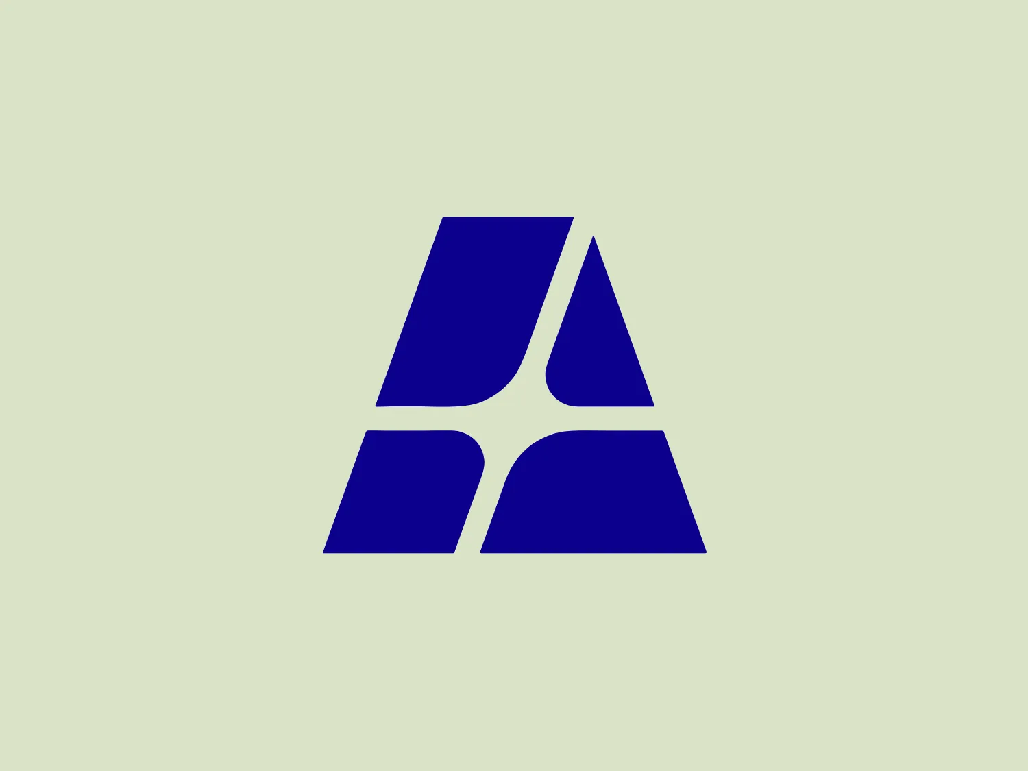 The image depicts the Akku Vertrieb logo with a bold, geometric design primarily using a bright blue color. The logo resembles an abstract depiction of an uppercase 'A' without the crossbar. It consists of three parallelogram shapes that form a stylized 'A' with white lines creating separation between them, adding a dynamic and layered effect. The design is sharp, modern, and conveys a sense of stability and professionalism. The simplicity and use of negative space give it a clean and versatile look, suitable for various applications.