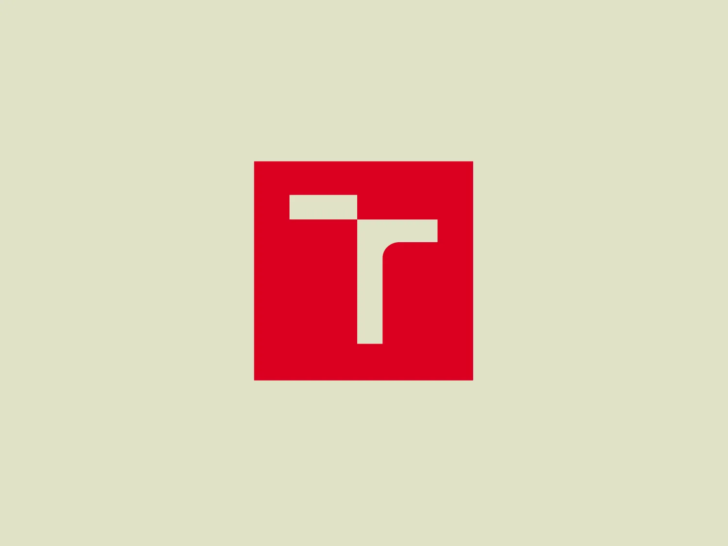 The Brno University Technology logo features a bold, white lowercase "t" set against a vibrant red square background. The "t" exhibits a modern and minimalist design, characterized by its clean lines and blocky, geometric form. There is a slight asymmetry in the letter, with the horizontal stroke positioned towards the upper third of the vertical stroke, giving it a dynamic and slightly unbalanced visual interest. The stark contrast between the white letter and the red square creates a striking visual impact, indicative of a contemporary and confident brand identity.