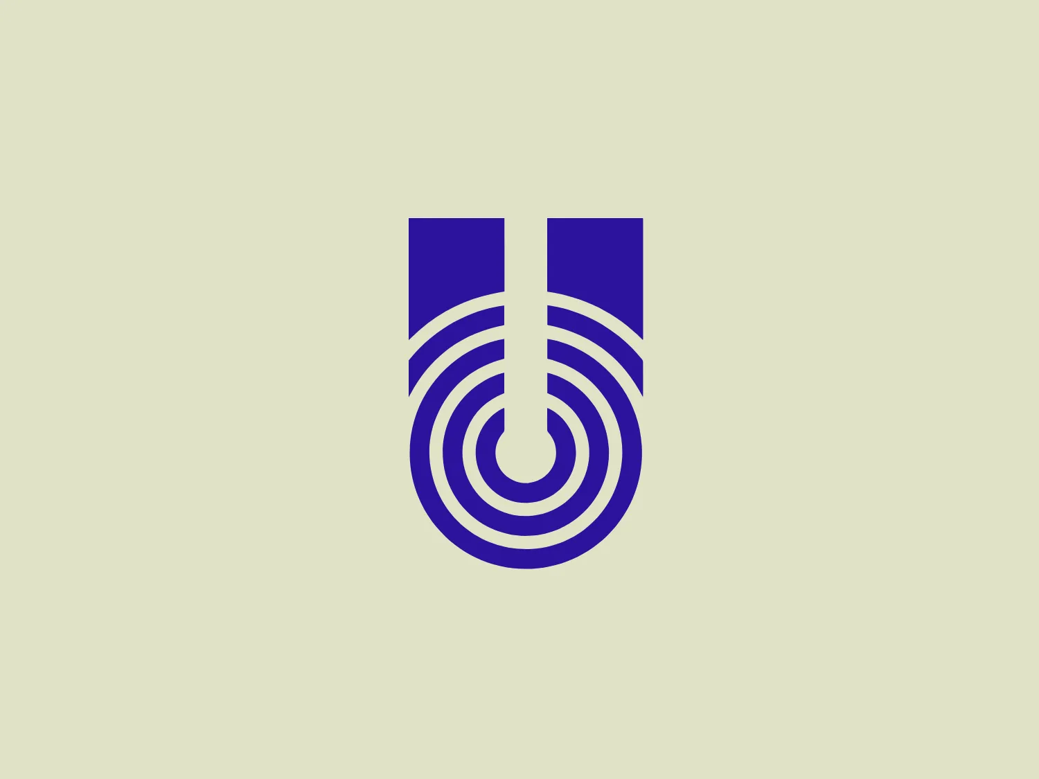 The Ultrasound Services logo features a stylized letter "U" with a modern and sleek design. Its upper part consists of two thick vertical bars connected by horizontal lines, suggesting a digital or tech-oriented theme. The bottom section transitions into a series of concentric circles or a target-like symbol that centers beneath the "U". This part of the design could imply focus, precision, or connectivity. The logo uses a bold and vivid shade of blue, which conveys professionalism and trustworthiness. The overall aesthetic is clean and minimalistic, with a sense of movement and depth created by the circles converging towards the center.