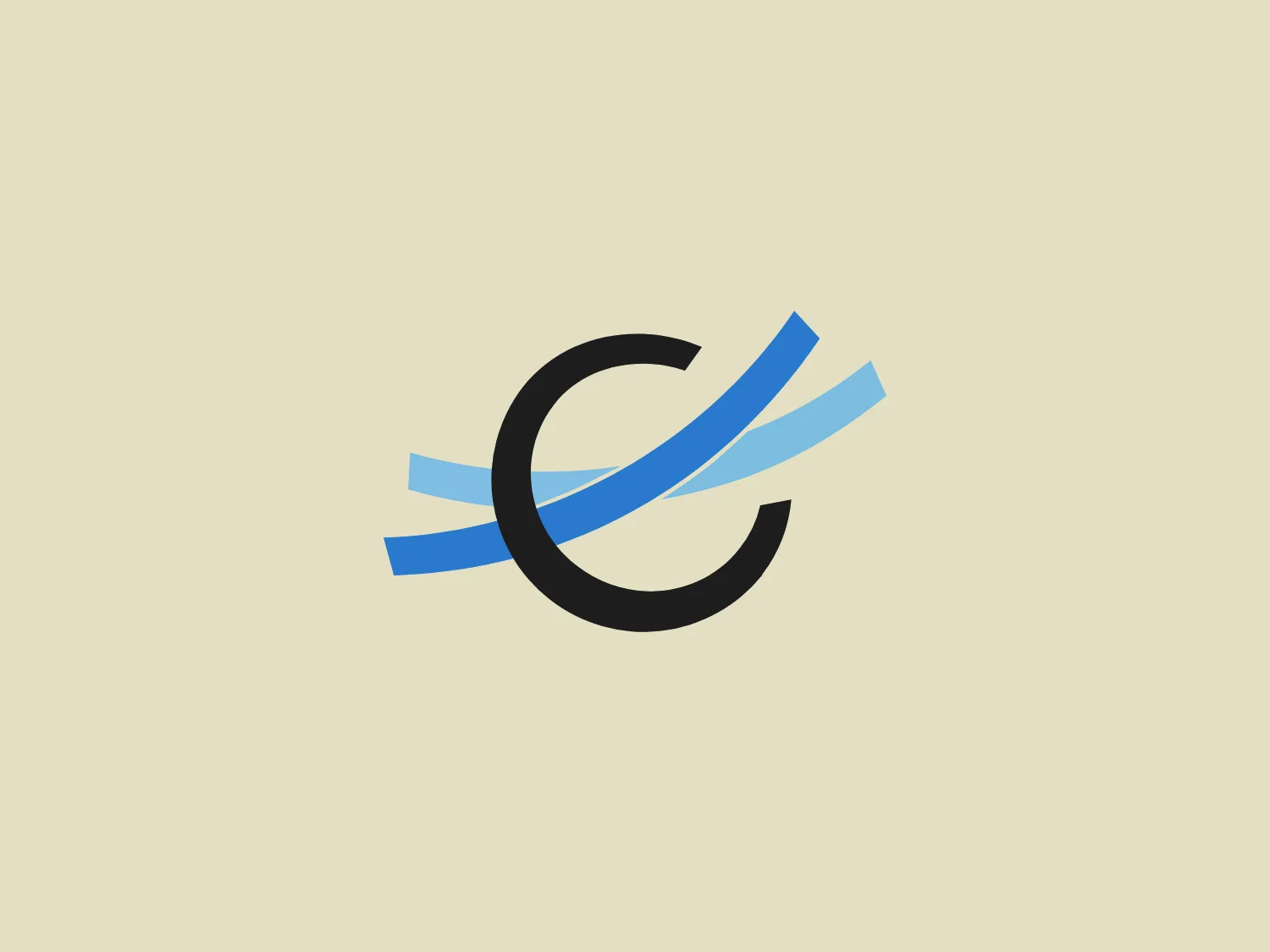 The Climeworks logo showcases a stylized letter "C" in bold black, intersected by two parallel light blue stripes with a gradient effect, conveying a sense of motion. The sleek, modern, sans-serif design and the clever use of negative space create depth and dimensionality, while the contrasting colors offer a visually striking and professional appearance.