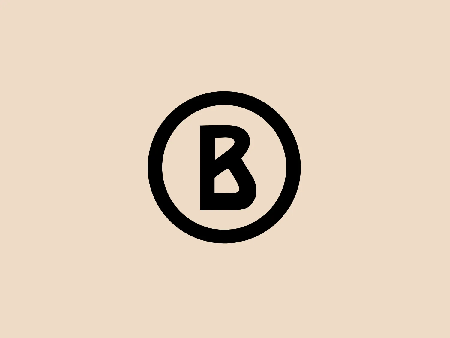 The image depicts a simple and bold logo design consisting of a black capital letter 'B'. The letter is centered within a black circular border. The font of the letter 'B' is modern with clean lines and a thick, solid structure, giving it a highly readable and prominent appearance. Its minimalist design lends to versatility and could be easily recognized even at smaller scales. The circular border provides a contained and unified feeling to the design, suggesting completeness and symmetry. Given the stark black and white contrast of the logo, a subtle and lighter background color would complement it well.