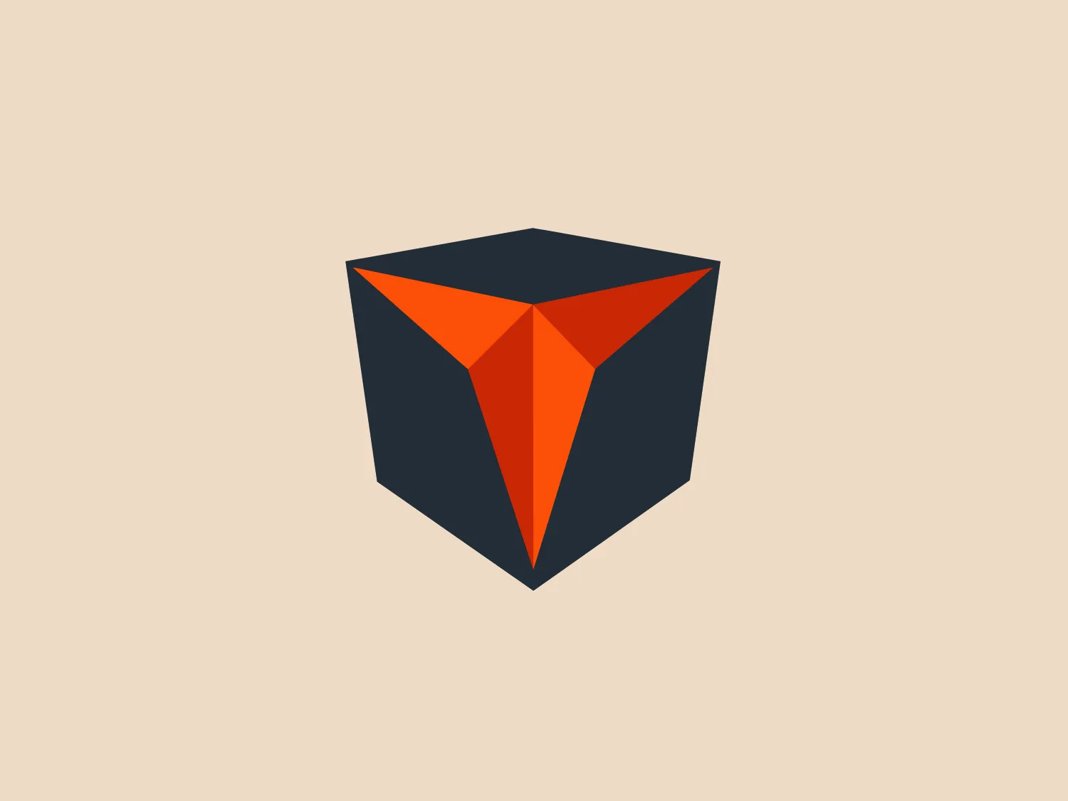 The Tecnovix logo features a stylized three-dimensional hexahedron or cube composed of geometric shapes with a darker color at the top and sides, presented in shades of dark bluish-gray, creating a sense of depth. The front face of the cube is highlighted in a vibrant orange that draws the eye and provides contrast against the darker tones. The overall design aesthetic is modern and minimalistic, evoking a sense of innovation and solidity. The logo's use of shadow and perspective emphasizes its three-dimensionality.