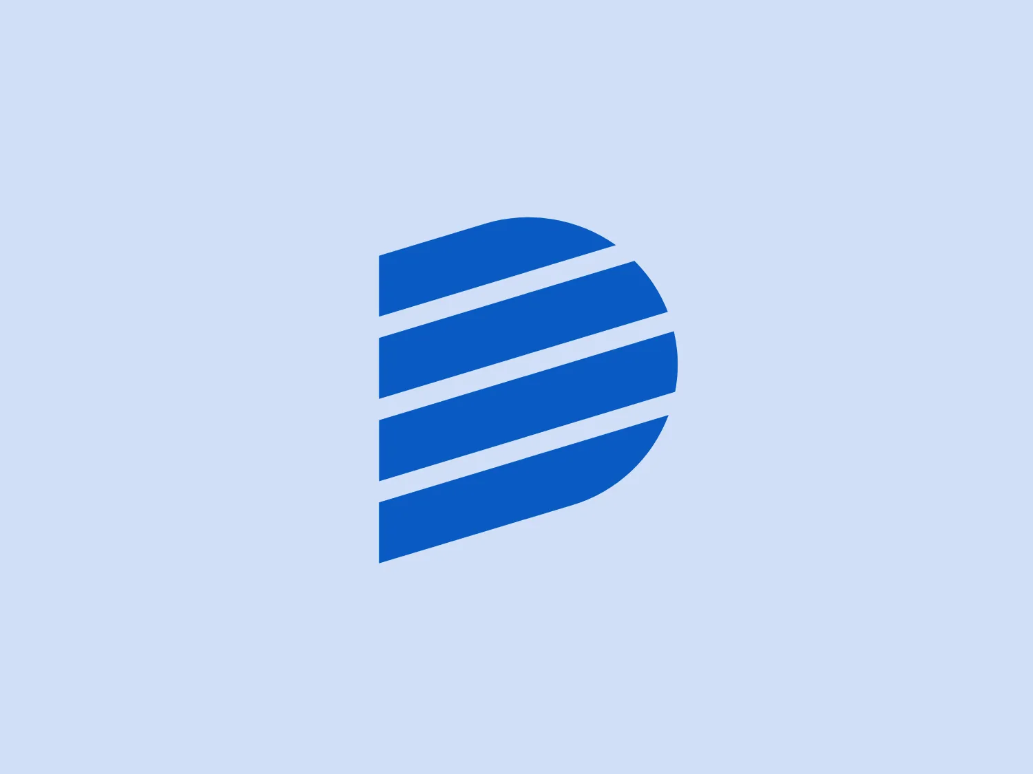 The logo features a stylized blue shield with a series of white horizontal stripes cutting across it. The use of blue evokes feelings of professionalism, trust, and stability, while the clean lines and ample white space lend a modern and streamlined aesthetic. The shield shape suggests protection or a reference to security, which could be relevant to Dominion Energy's brand identity. There are five white stripes of varying lengths creating a sense of motion as they traverse the shield diagonally from top right to bottom left, adding dynamism to the design.