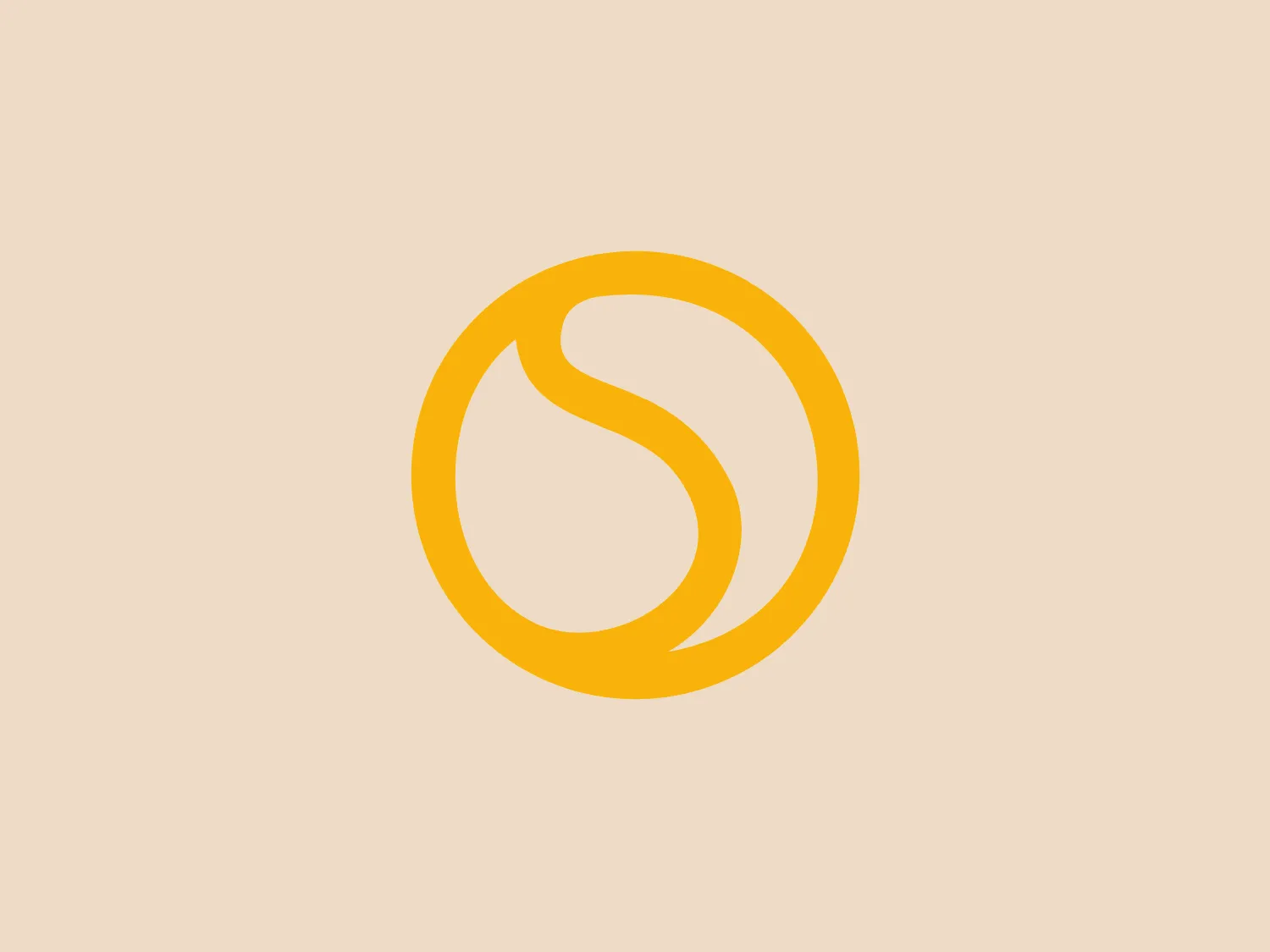 The logo presented for Sovereign Sports is a stylized abstract design formed by a continuous, smooth looping line that creates a dynamic, circular motion suggestive of fluidity and forward momentum. It is monochromatic, featuring a bold and bright shade of yellow that offers a sense of energy and innovation. The design aesthetic is modern and minimalist, with the absence of additional elements allowing the unique shape to stand out as the focal point. An interesting feature is the illusion of a stylized letter 'S' created within the negative space, providing a layer of visual intrigue.