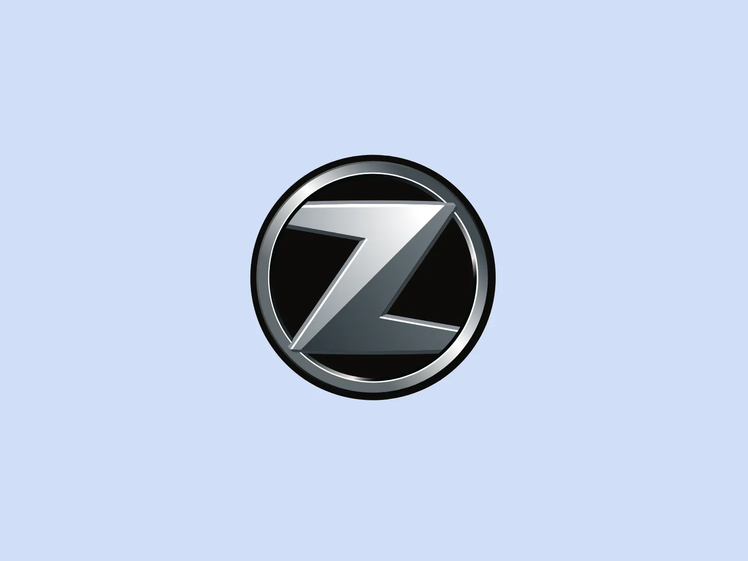 The Zanella logo showcases a bold, stylized letter "Z" in silver with shading that creates a metallic effect. Set against a dark gray to black gradient background, the "Z" boast a modern, dynamic design that exudes a three-dimensional feel achieved through expertly utilized gradients and highlights. Enclosed within a silver ring border, the logo design offers a sleek and professional look while embodying a sophisticated, clean aesthetic with implications of innovation or technology.