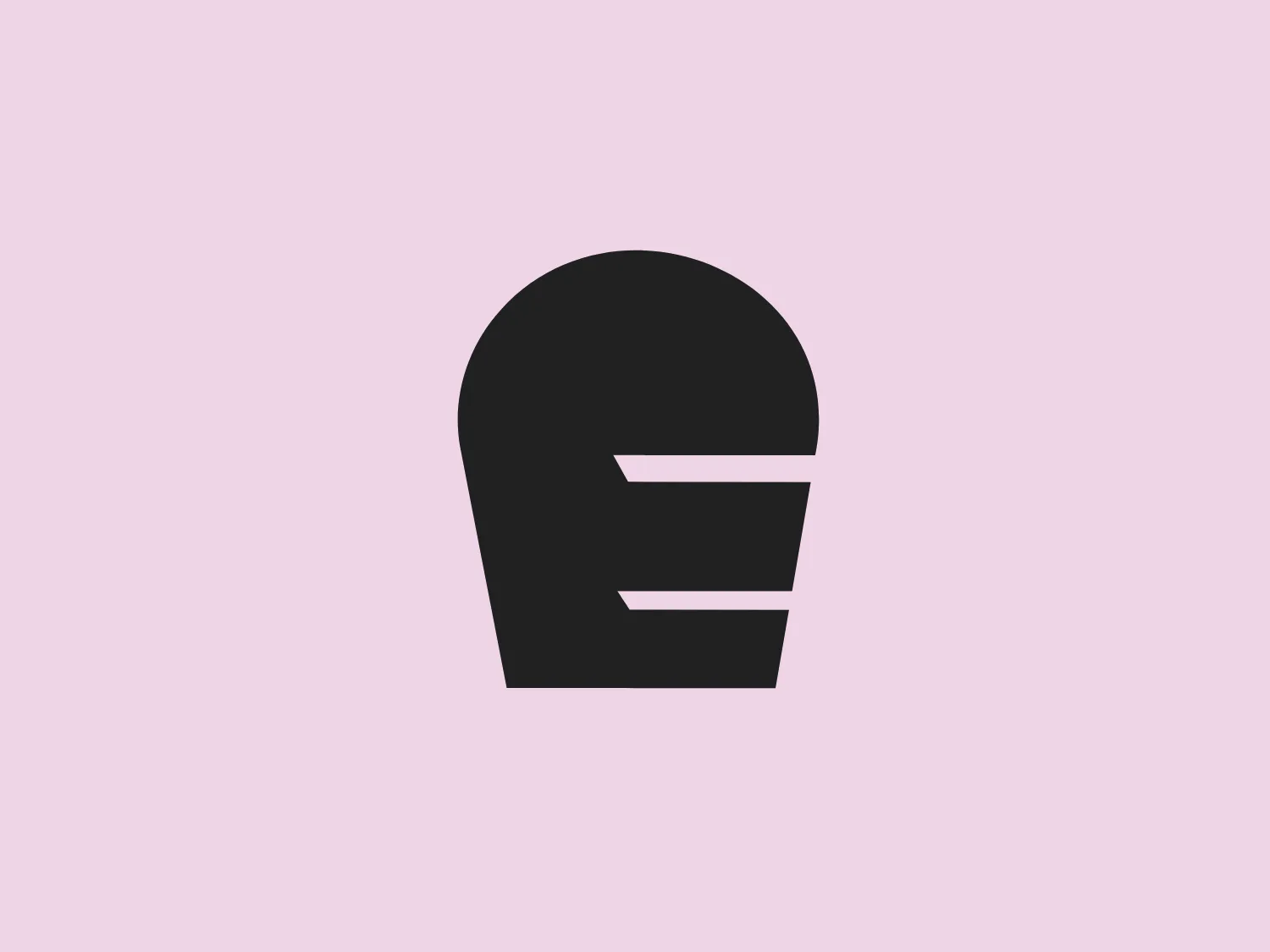 The image shows a solid, bold logo comprising a stylized red letter "E" with horizontal lines slicing through it, resembling a geometric construction of horizontal levels within a semicircular shape. The overall design aesthetic is modern and minimalistic, with a strong emphasis on simplicity and negative space to define the character's form and identity. The logo employs a vibrant, flat red color that is assertive and easily recognizable. The lack of additional ornamentation or effects suggests a brand identity that values clarity, strength, and efficiency.