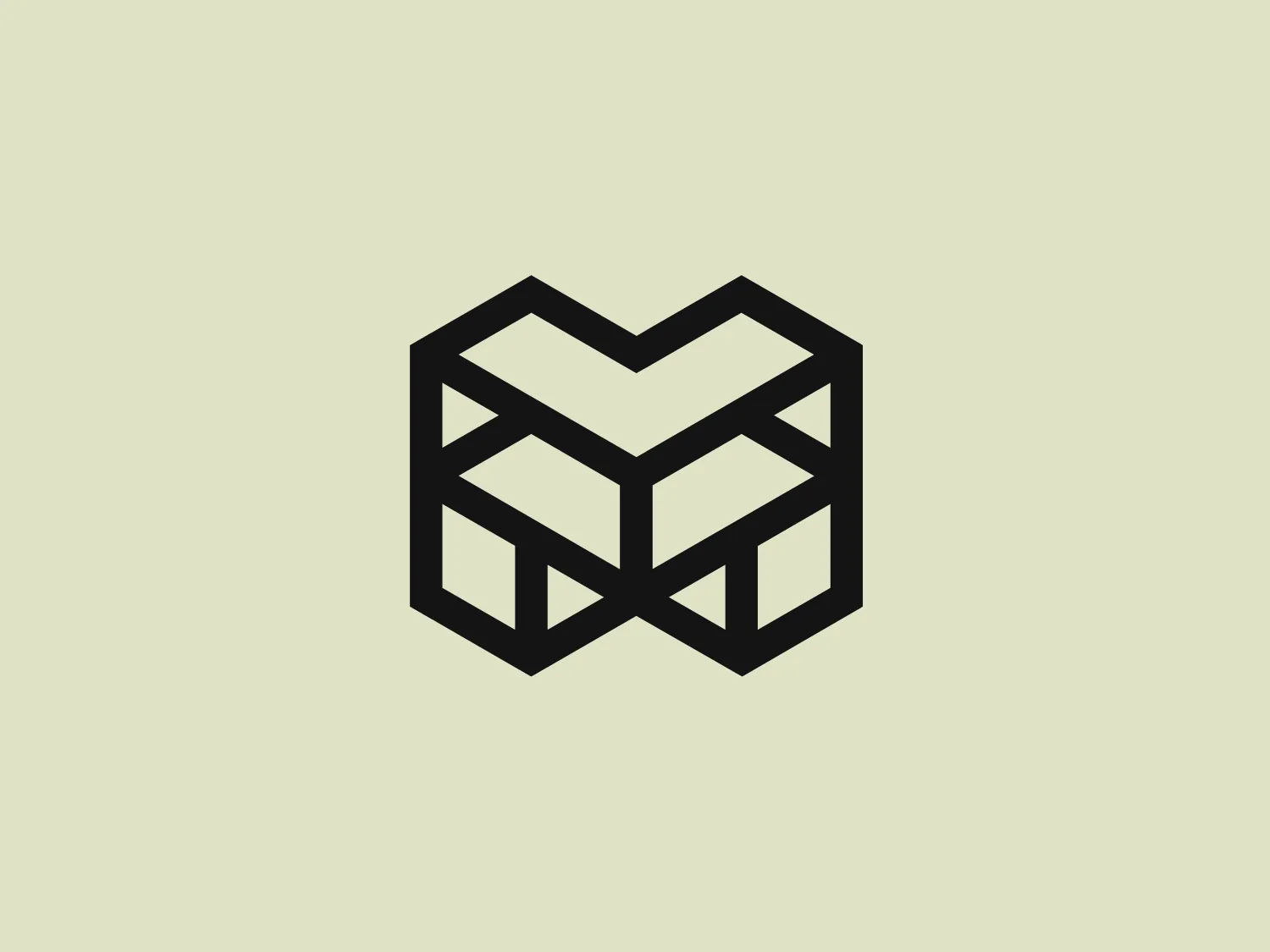 The logo in the image for Meconcept features a geometric and symmetrical design resembling a three-dimensional cube made up of interconnected black lines. The cube forms are stylized in a way that creates an optical illusion, suggesting both depth and an abstract letter 'M'. Its monochromatic color scheme adds to the logo's modern and sleek aesthetic, emphasizing its angular shapes and clean lines. The lack of additional embellishment highlights the logo's strength in simplicity and structure.