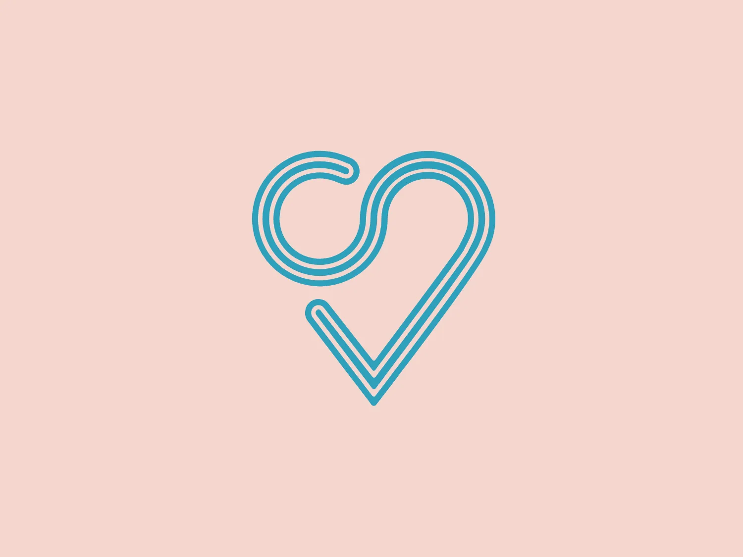 The Stratus Healthcare logo features a stylized heart shape created with overlapping continuous lines, giving it a three-dimensional appearance. The design is modern and minimalistic, using a single, vibrant shade of turquoise blue. The lines vary in thickness, adding depth and movement to the simple icon. This abstract representation of a heart is clean and professional, with a creative twist that makes it memorable and distinctive.