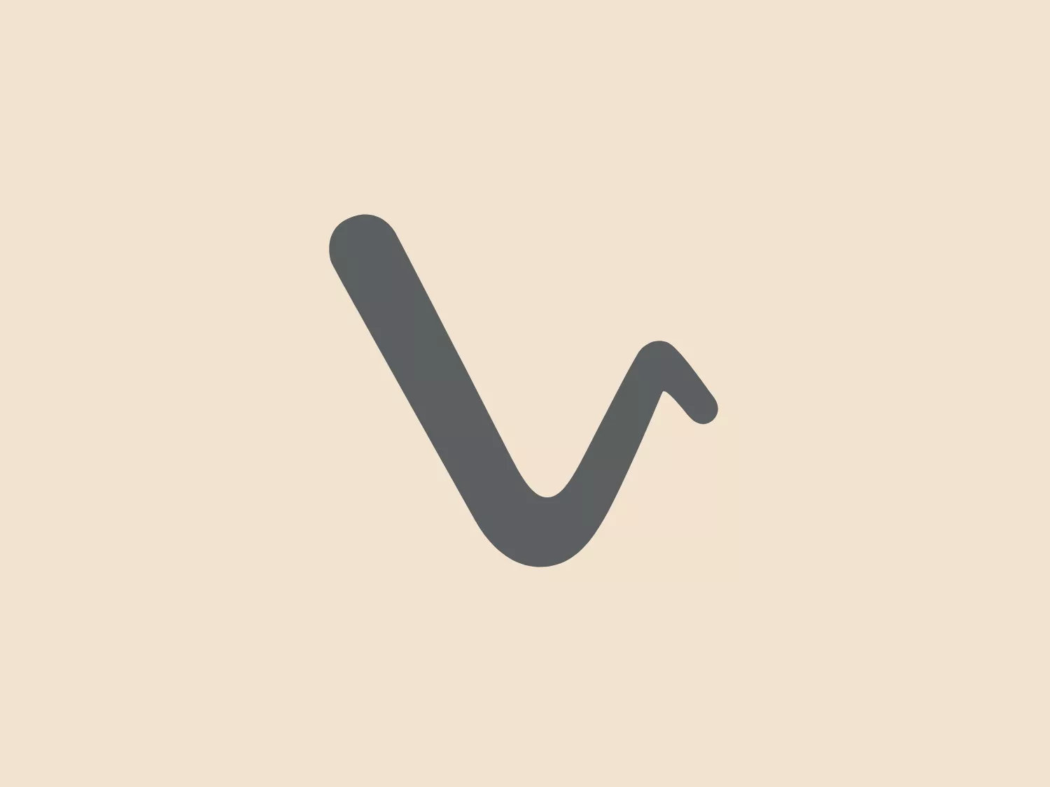The Vidi logo is a stylized depiction of a check mark. It is composed of a single, continuous line with a thicker width that curves to form the check shape, reminiscent of a thick brush stroke. The check mark is slightly asymmetrical with the longer end curving upward, providing a sense of motion and positivity. The logo's medium shade of gray gives it a modern and neutral appearance, allowing for versatility across applications.