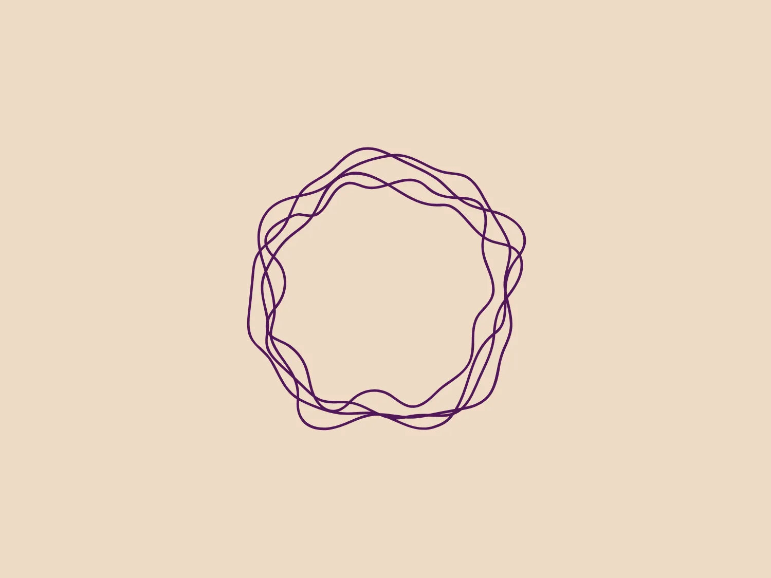 The London Symphony Chorus logo features an intricate geometric design resembling an eight-pointed star or overlapping flower petals. It is created with elegant, flowing lines that intertwine to form a symmetrical yet organic shape. The lines vary subtly in thickness, giving a sense of depth and movement. The deep shade of purple conveys creativity and sophistication, and the overall design aesthetic is modern, associated with luxury or high-end branding. A background that complements its elegance and doesn't compete for attention would be ideal.