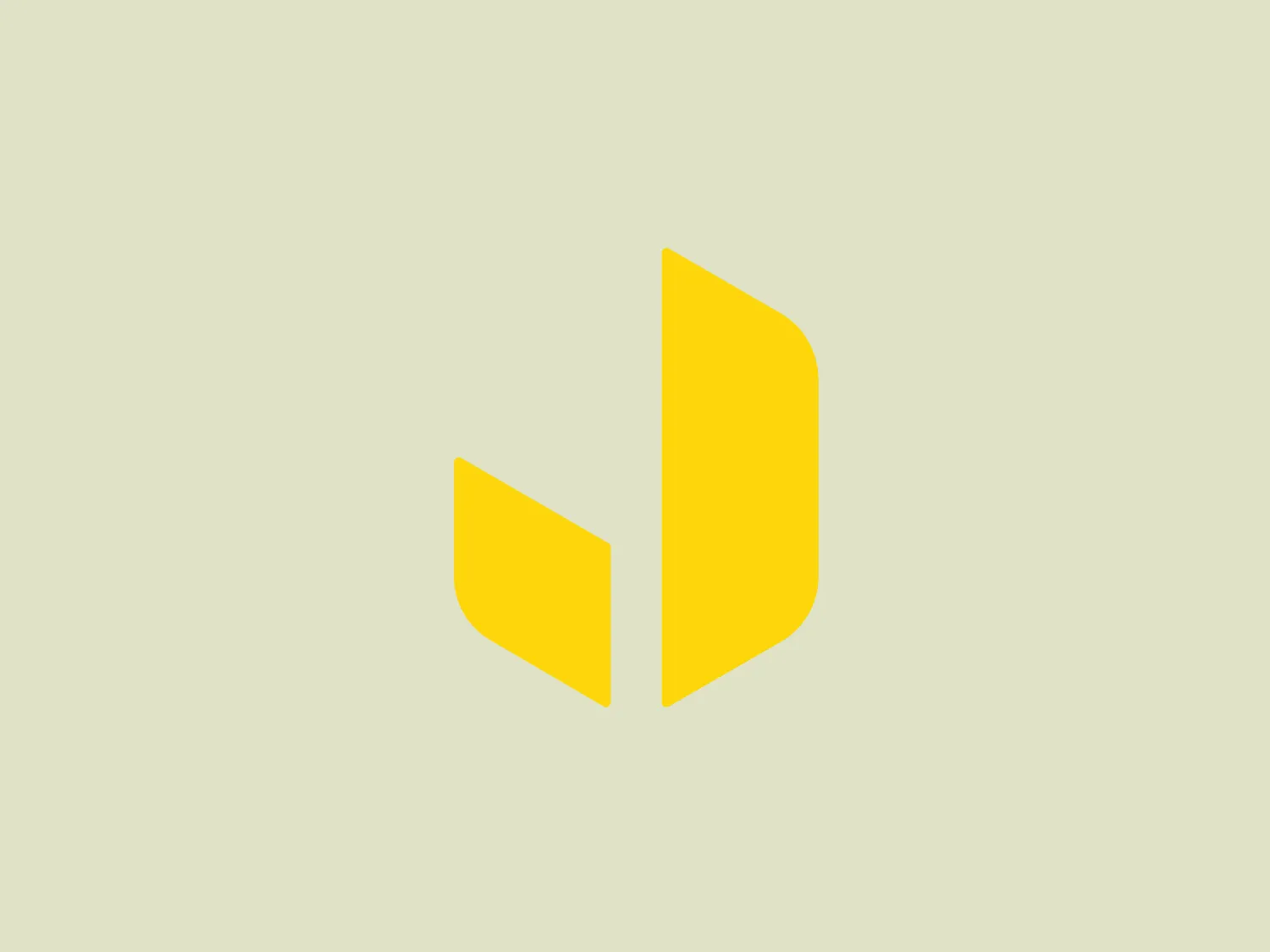 The logo for Jalousi Escout features a simple, abstract geometric design composed of two right-angled shapes, resembling an open book or layers peeling away. The flat, two-dimensional shapes with crisp, clean edges create a modern, minimalistic look. The vibrant, bright yellow color gives the logo an energetic, eye-catching appearance while the lack of additional embellishments or text allows the symbol to represent the brand with a focus on clarity, openness, or evolution.