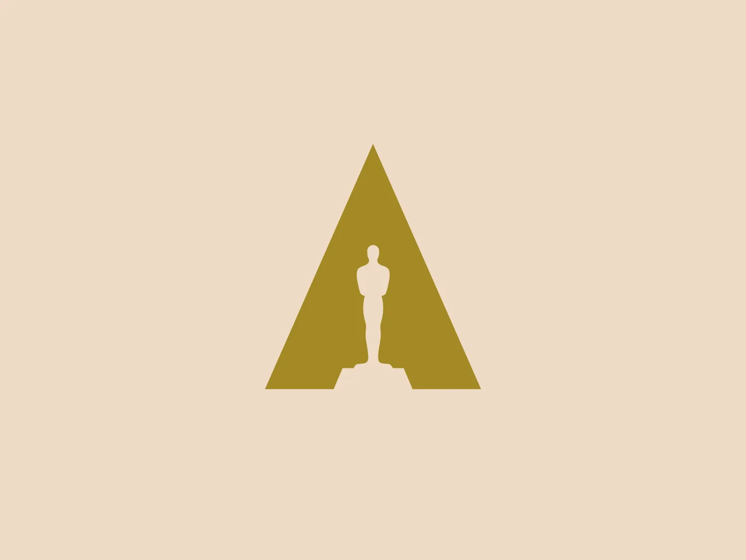 The logo features a stylized triangular shape resembling an "A" with a unique twist – a human figure integrated into its design, forming the central limb of the letter. The color scheme is a flat, mustard-like shade of gold, exuding an elegant and sophisticated feel. Despite its simplicity, the logo stands out with its modern and clean aesthetic, while the human figure adds a sense of personalization and human-centric focus to the brand identity.
