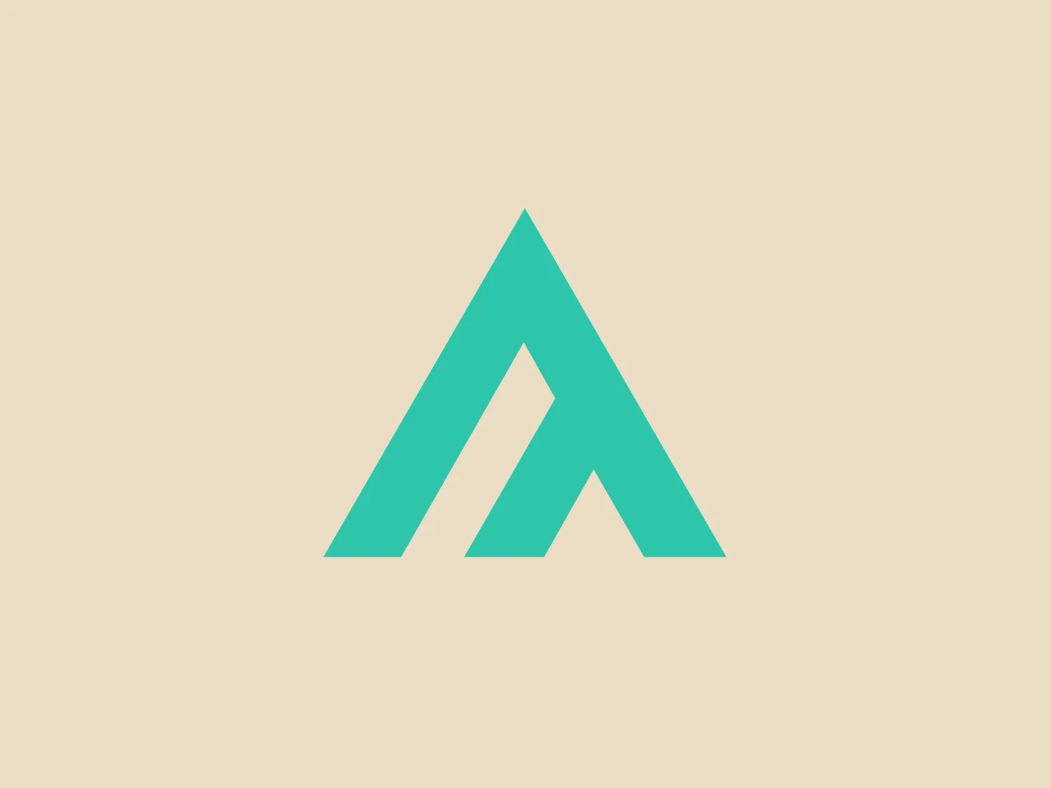 The AppCrawlr logo consists of a stylized, geometric design that resembles the uppercase letter 'A'. It is formed by two diagonally mirrored shapes creating the letter's legs, connected at the top by a horizontal line, while a vertical, asymmetric line bisects the letter from the peak down to the base, leaning towards the right to suggest a dynamic motion or progress. The logo employs a flat, teal color that is vibrant and modern. Considering color contrast and harmony, as well as the modern aesthetic of the AppCrawlr logo, a light but slightly desaturated background would complement it without competing for attention.