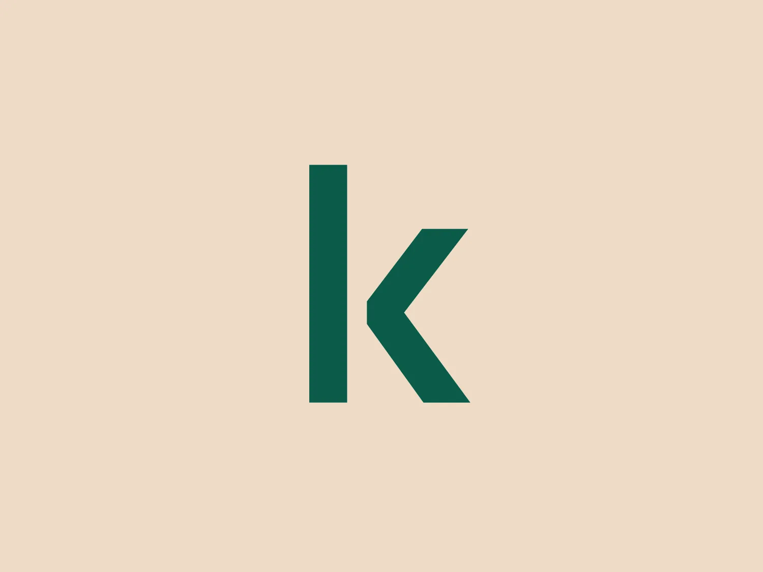 The Kaspersky logo features a minimalist design consisting of two geometric shapes - a vertical rectangle and a right-angled triangle with the hypotenuse inward, forming a stylized letter 'K'. The shapes are colored in a deep, forest green hue, evoking a sense of growth, stability, and balance. The overall design is modern, with clean lines and a simplistic aesthetic that prioritizes clarity and elegance. There are no additional elements or decorations, making it versatile and easily recognizable.