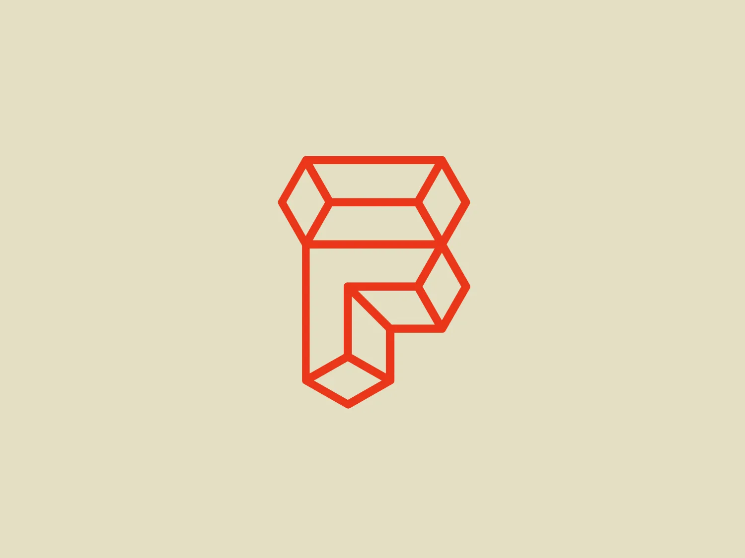 The Formidable logo is an abstract, geometric design that forms a stylized letter. It is composed of interconnected lines and shapes that create a 3D effect, resembling a mesh or faceted structure. The primary color is a warm, vibrant orange, which gives the design an energetic and modern feel. The use of negative space within and around the letter adds to the complexity and visual interest of the logo. The edges are sharp and the lines are uniformly thick, suggesting precision and consistency. While the logo is complex, its symmetry and balance provide a harmonious and professional look.