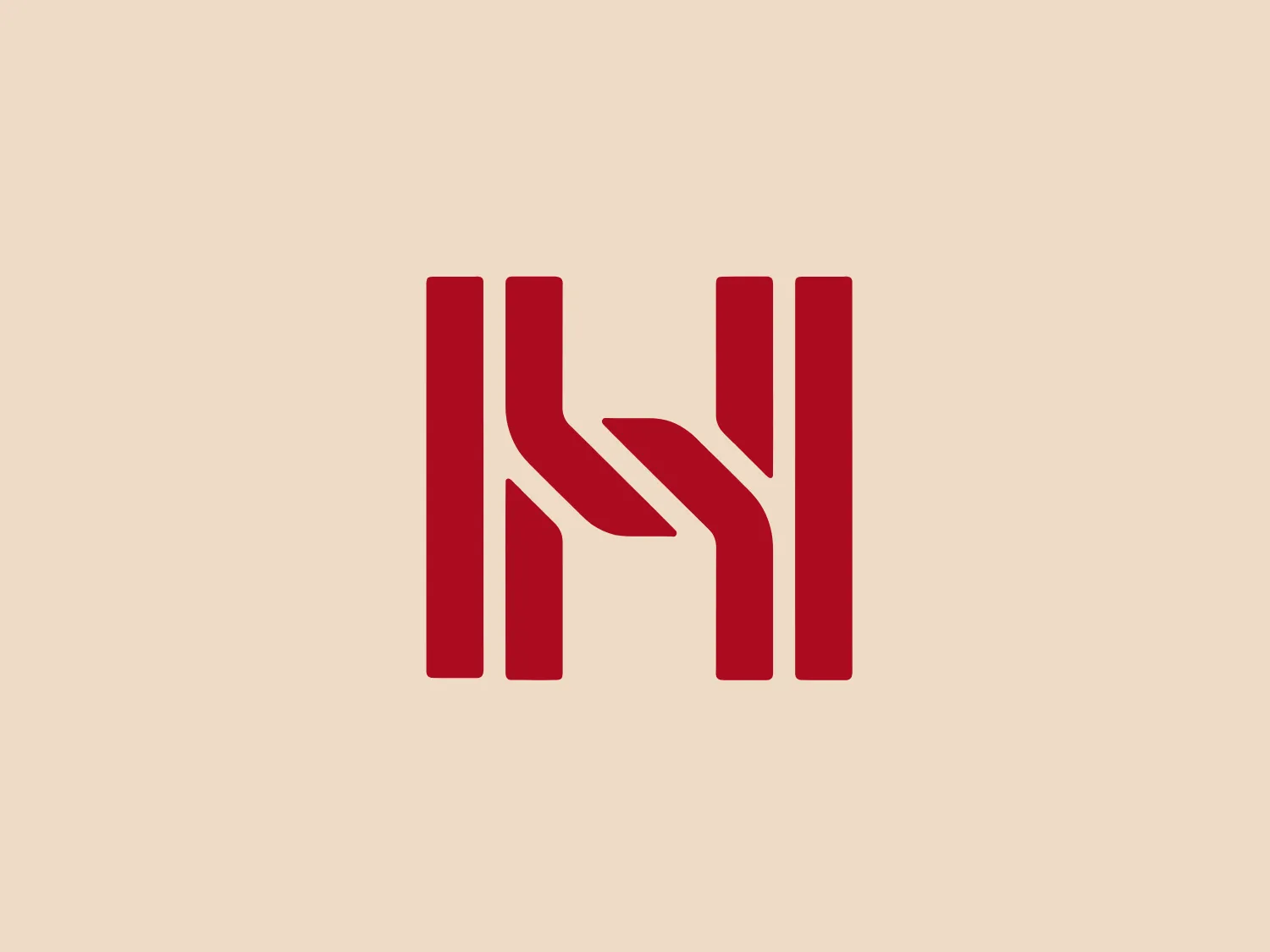 This logo for City of Hartselle features a modern, abstract representation of the letters 'H' and 'N' merged together. Bold, red vertical bars form the letters, connected and angled to suggest the letter forms, with clever use of negative space. The design is minimalist and contemporary, with a strong emphasis on geometry and symmetry. The red color suggests energy and passion, while the simplicity of the design implies sophistication and professionalism. A complementary background color might be a light, neutral shade that doesn't compete with the boldness of the red.