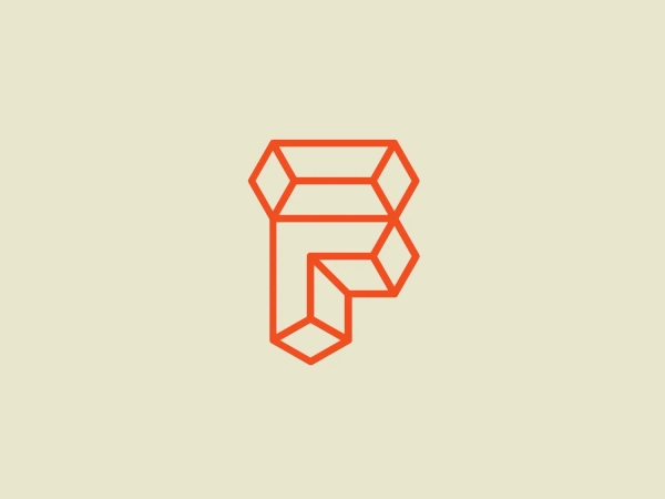 The Formidable logo is an abstract, geometric design that forms a stylized letter. It is composed of interconnected lines and shapes that create a 3D effect, resembling a mesh or faceted structure. The primary color is a warm, vibrant orange, which gives the design an energetic and modern feel. The use of negative space within and around the letter adds to the complexity and visual interest of the logo. The edges are sharp and the lines are uniformly thick, suggesting precision and consistency. While the logo is complex, its symmetry and balance provide a harmonious and professional look.