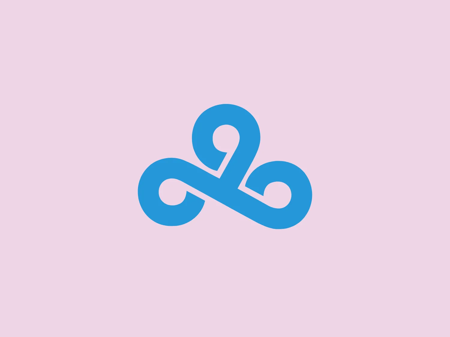 The Cloud9 logo is a stylized, symmetrical design with smooth, flowing curves resembling an abstract representation of an infinite loop or a cloud. The primary element forms a continuous line twisting to a central loop, with two additional loops on either side, creating a sense of balance and continuity. The vibrant blue color may symbolize stability, trust, and professionalism. The sleek and modern design with no additional embellishments gives it a clean and minimalist aesthetic, ensuring versatility and readability across various applications.