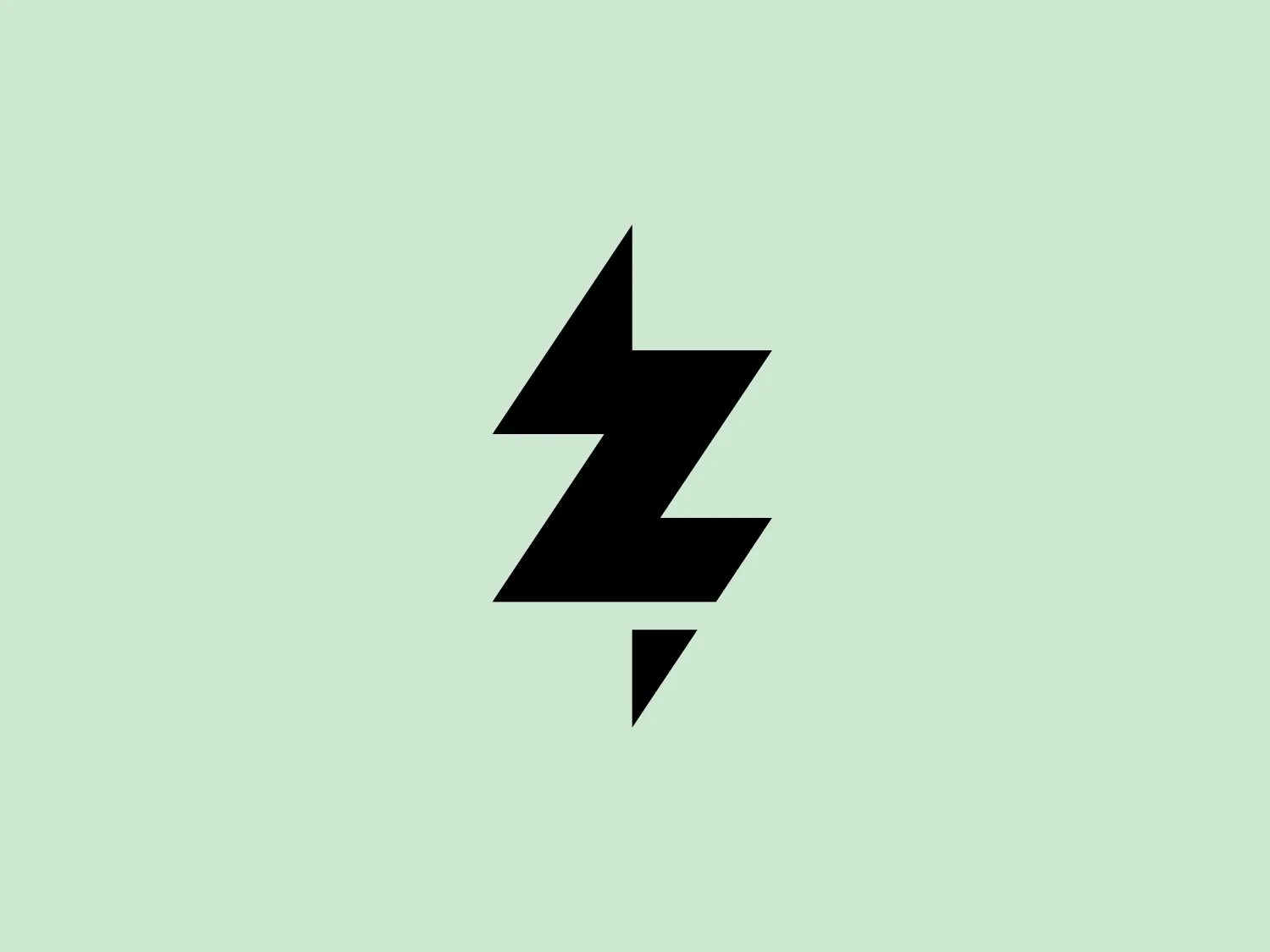The image features a striking logo composed of a bold, black lightning bolt. The geometric shape is stylized with sharp angles and clean lines, giving it a dynamic and energetic feel. The simplicity of the design, with its use of solid black, contributes to its powerful and modern aesthetic. The logo uses negative space effectively, with the bolt itself creating a sense of motion and impact.