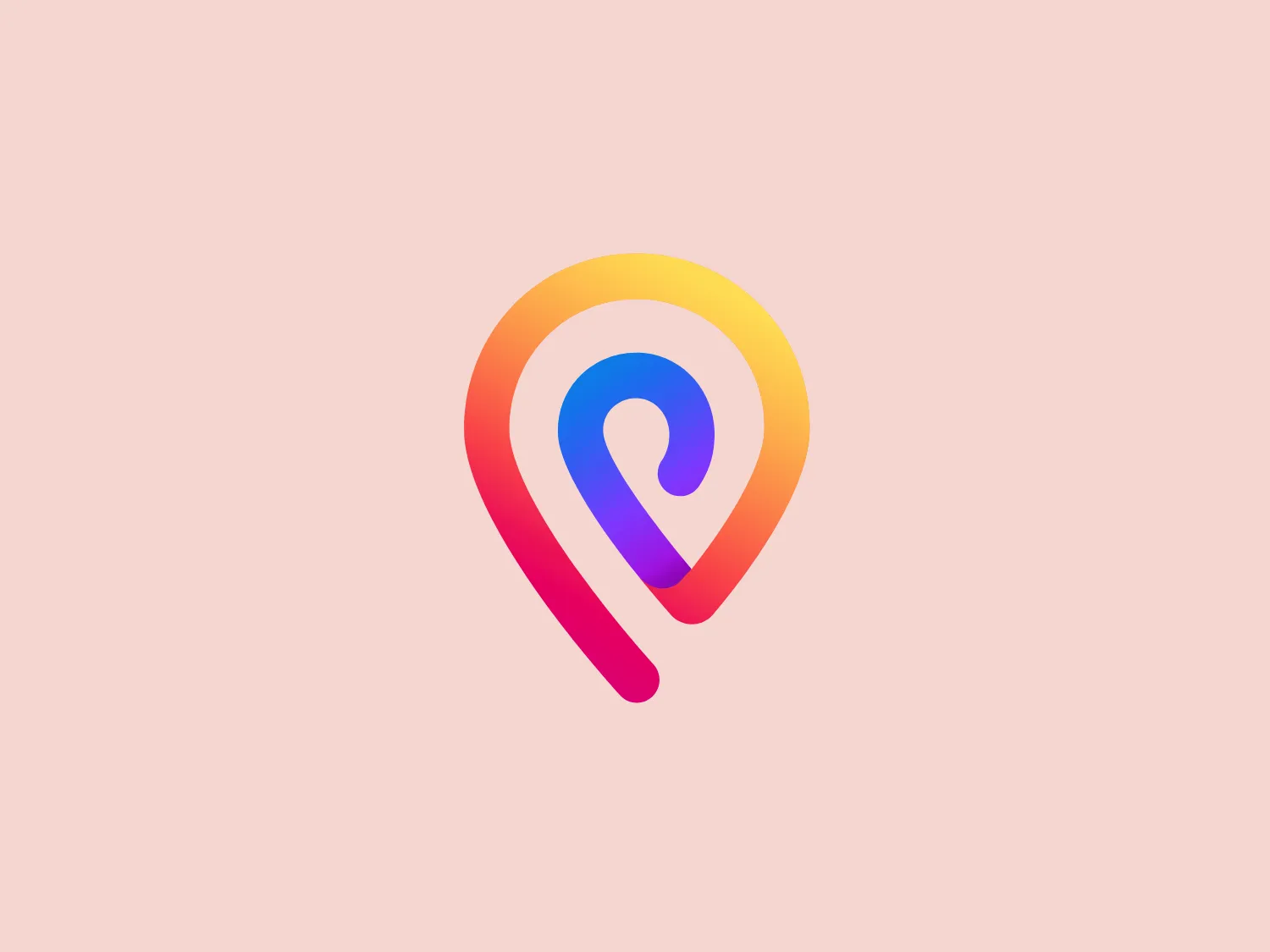 The logo for Firefox Private Network is a modern and abstract design that resembles a stylized map pin or location marker. It consists of fluid, overlapping shapes that create a sense of movement and features a gradient color scheme transitioning from warm coral to vibrant purple, passing through shades of pink and blue. The overall design aesthetic is minimalist and contemporary, with smooth curves and a sense of connectivity suggested by the loop inside the marker shape.