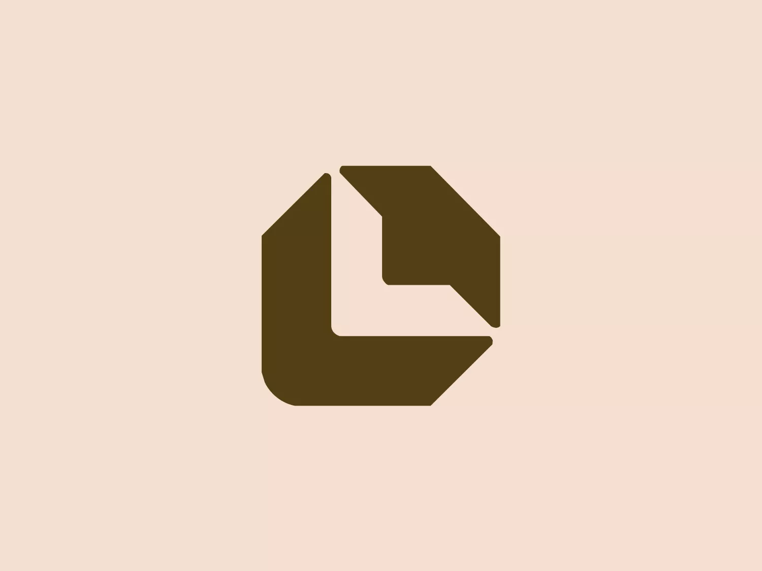 The Lawson Products logo features a stylized, geometric design in dark brown. The design resembles a hexagon with a cutout corner, creating the illusion of a 3D cube and a flat design simultaneously. Its minimalist and modern aesthetic, featuring clean lines and no additional embellishments, makes it versatile for various applications. The flat surfaces and sharp angles convey stability and professionalism, making it stand out on a subtle background.