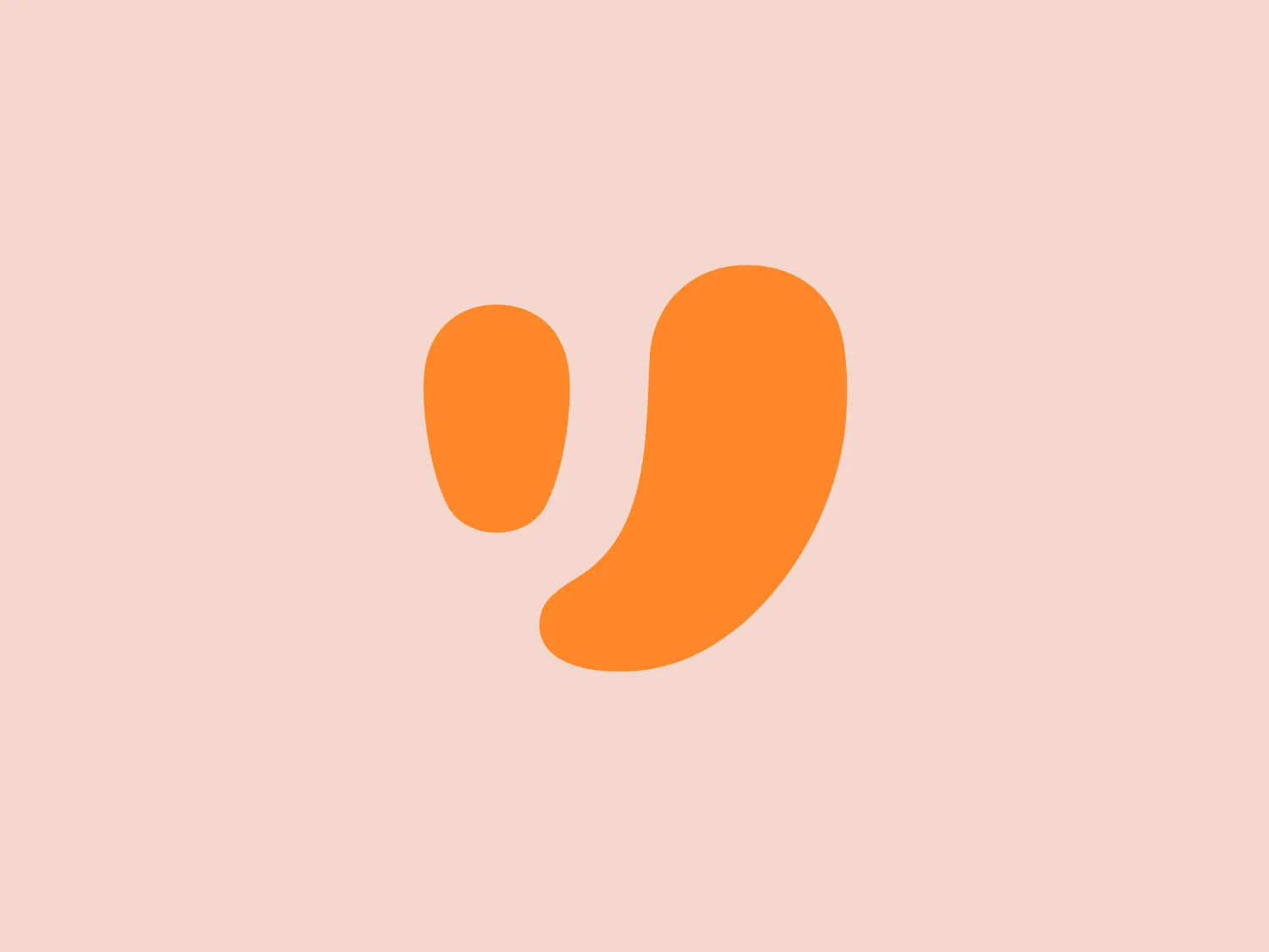 The Unieuro logo showcases an abstract design with two vibrant orange shapes. The larger shape on the right resembles a curved teardrop or a stylized bean, suggesting a sense of fluidity or organic movement. The smaller shape on the left is an oval, creating a sense of interaction and kinship with the larger shape. The color of the shapes is a vibrant, warm orange, exuding a playful and energetic vibe. A background color that complements the logo without overwhelming it is recommended.
