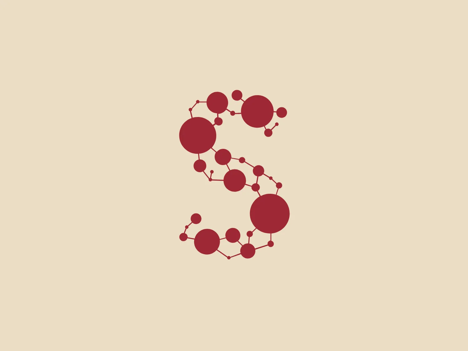 The Serf logo appears to be an abstract design that suggests a molecular or atomic structure. It consists of a series of circles in varying sizes, connected by lines that create a dynamic and flowing appearance. The circles and connecting lines are of a consistent color—a deep, muted red, which gives the logo a professional and scientific feel. The configuration of the elements is reminiscent of a network, depicting connectivity and interaction. The overall design aesthetic is clean, modern, and suggests innovation or scientific exploration.