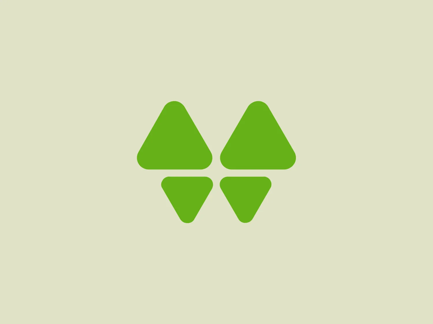 The Waynes logo is composed of four green triangles with their points touching to form a larger, implied square shape at the center, creating an X or cross shape in the negative space. The vibrant, lush shade of green suggests growth or eco-friendliness. It has a simple, modern aesthetic with clean lines and symmetry, giving it a balanced and harmonious feel. The triangles themselves may be symbolic of direction or stability.