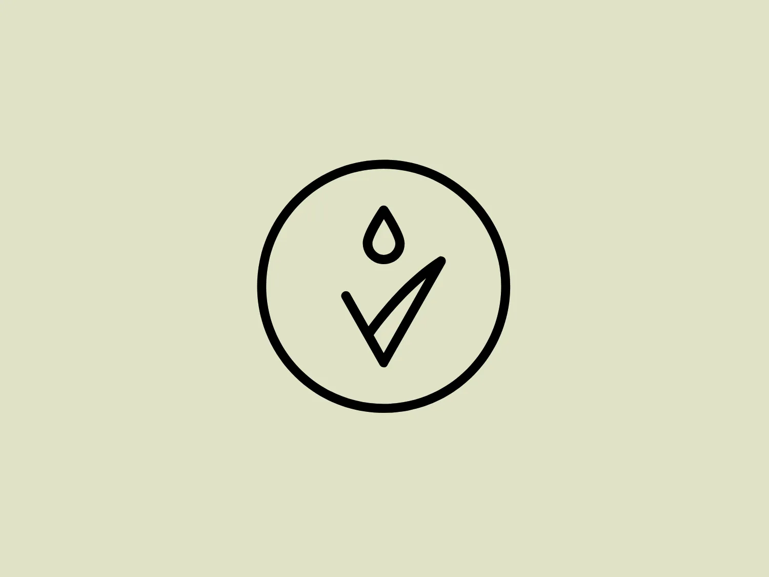 The Loverte logo showcases a stark, minimalist design. It includes a black outline of a circle holding a stylized, simplistic image combining a droplet and a tick mark. The design emphasizes clean lines and modern aesthetics, utilizing geometric shapes and negative space. The droplet conveys fluidity and freshness, while the check mark signifies positivity and approval. The monochromatic color scheme enhances the logo's sleek and contemporary appeal.