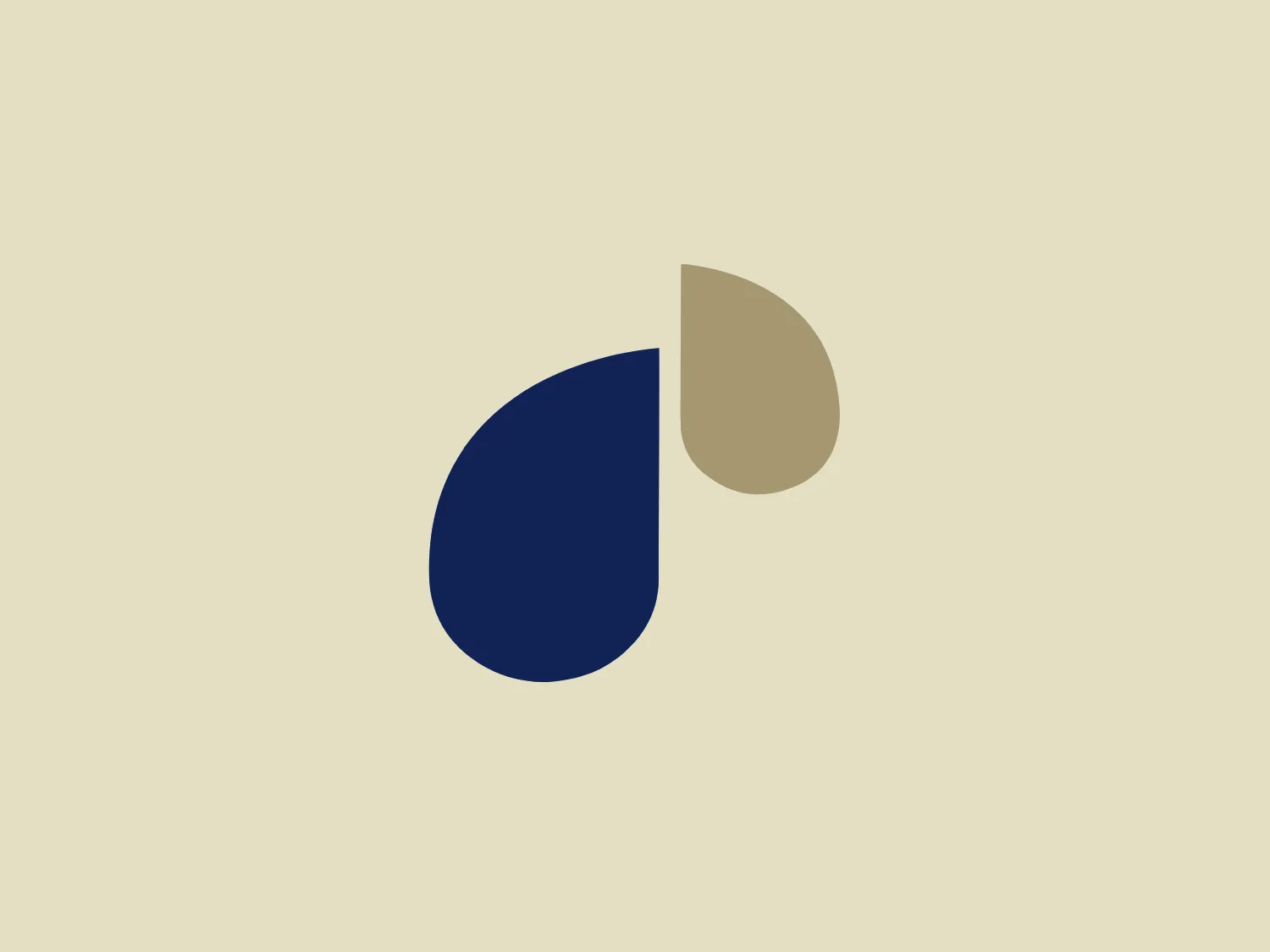 The PneumRX logo is a simplistic and modern design featuring two overlapping shapes resembling droplets or leaves. The primary shape is a deep navy blue, while the smaller overlapping section is tan, creating a sense of layering and depth. The smooth, rounded shapes give a natural and fluid feel, and the absence of text elements adds to its versatile and abstract appeal. This minimalistic aesthetic would likely resonate with contemporary tastes.