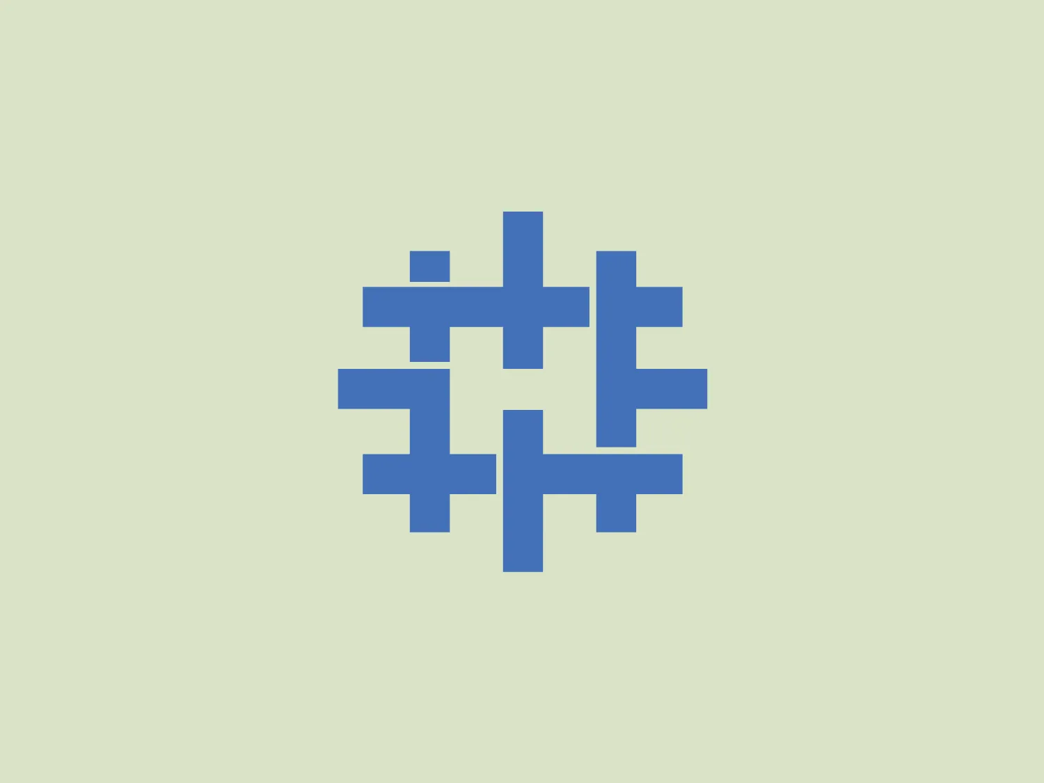 The Heritage Christian Church logo features a stylized hashtag or pound sign made up of interconnected cubes or blocks with rounded edges, creating a 3D effect. The cubes are shaded in light and dark blue tones, adding depth and layering. The modern and digital aesthetic resembles a tech or social media brand, while the geometric design conveys connectivity and networking.