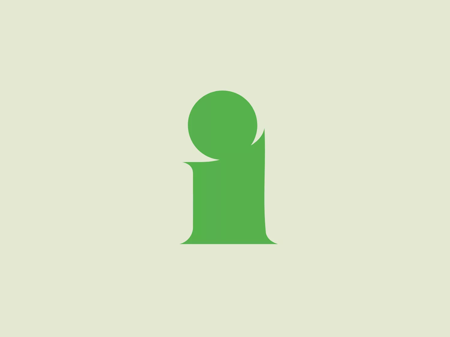 The logo in the image features a bold, flat green silhouette of a lowercase letter 'i' without the dot, integrated with a shape suggestive of a person with a head and a body. The overall design is simple, yet dynamic, with a rightward swoosh that shapes the body, adding a sense of movement or activity. The choice of a vivid, singular color and the absence of additional decorative elements give it a modern and versatile appearance that could easily be adapted across various media. The logo exudes a sense of growth, health, or perhaps an environmental connection due to its color and human-like form.