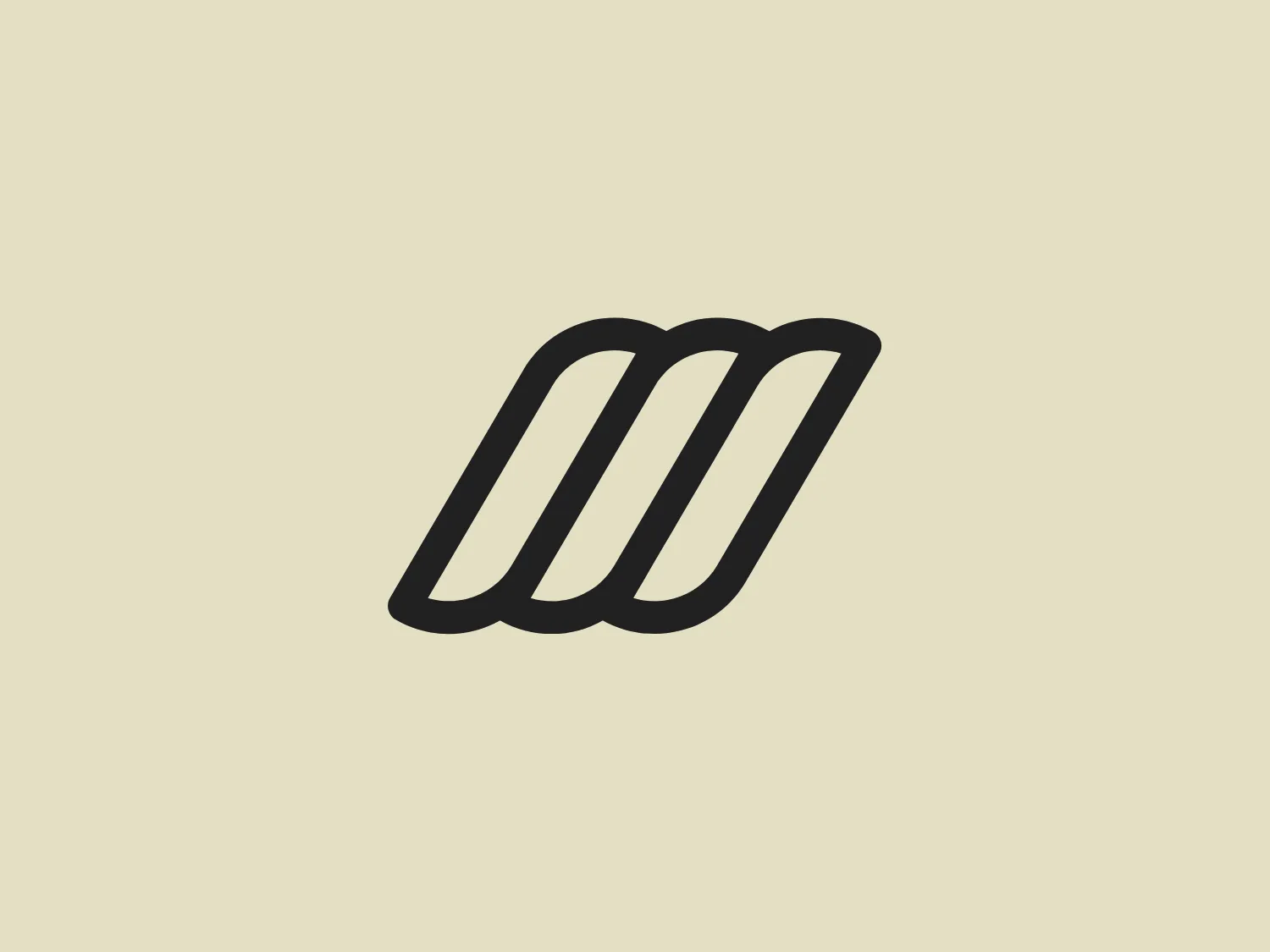The Moneyhouse logo features a stylized letter "M" formed by three bold, parallel, arching lines leaning slightly to the right, creating a dynamic and forward-moving impression. The convergence at the top and bottom, along with the separation in the middle, adds depth and overlay to the design. The deep shade of blue with a subtle gradient adds a modern and dimensional touch, enhancing the logo's simple yet innovative and professional appearance.