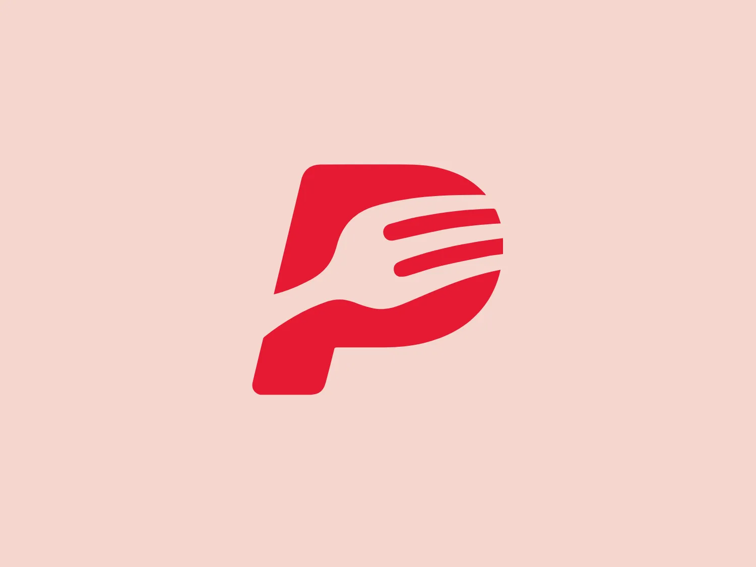The PedidosYa logo features a stylized design that combines a spoon and a hand in a seamless, curving form. The main color is a vibrant red, which gives the logo a bold and energetic feel. The design is simple yet striking, using negative space cleverly to represent both the spoon's bowl and the space between the fingers. The curvature of the elements provides a sense of movement and fluidity. The overall aesthetic is modern, friendly, and suggestive of dining or food-related services. Given the vibrancy of the red color, a neutral, light background would complement it well.