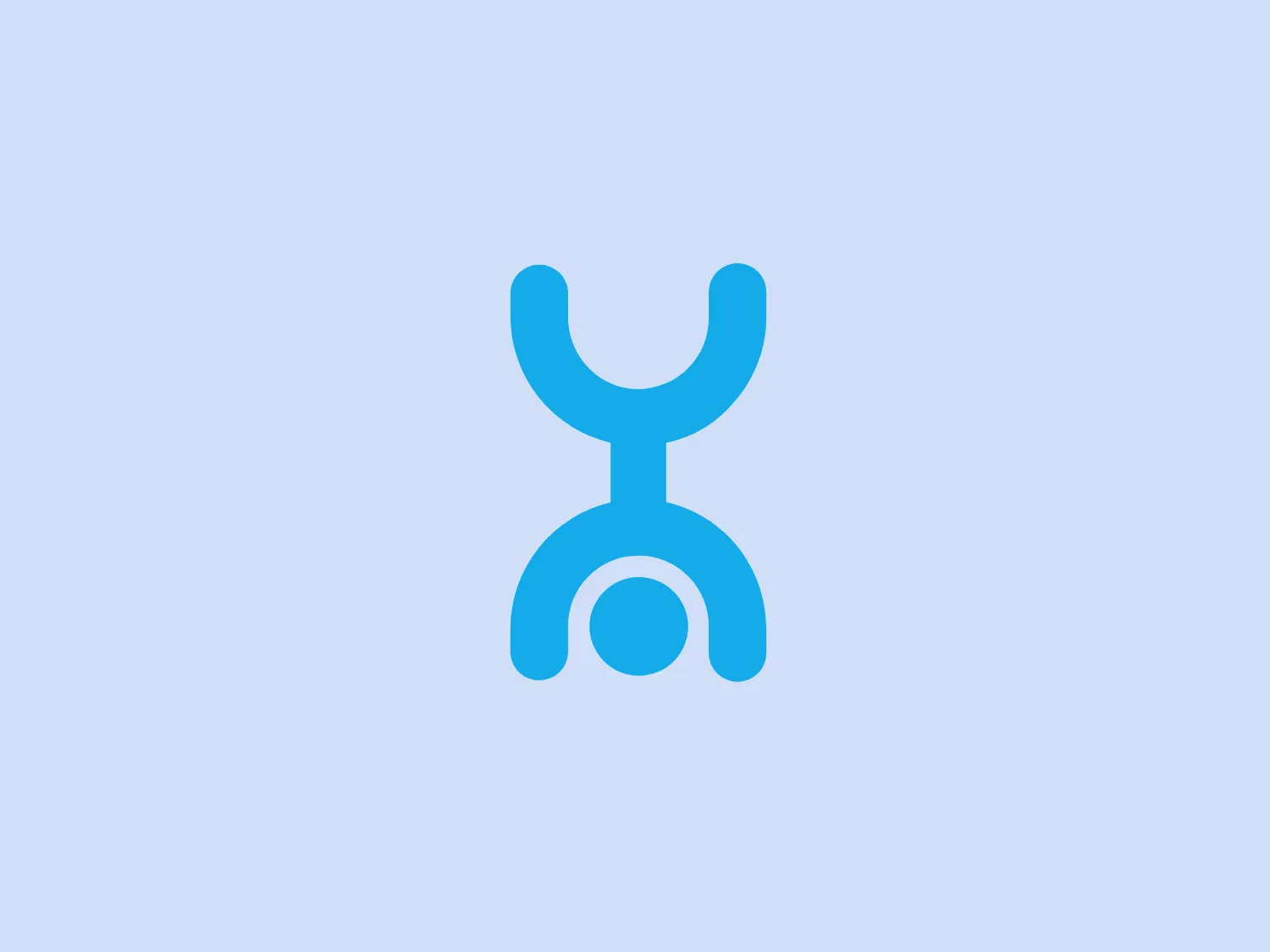 The Yota logo consists of a sleek, modern design featuring a stylized letter in a vivid shade of cyan blue. The symmetrical upper part resembles an open-ended wrench or a tuning fork, conveying precision and technology. A circle intersects with a curved structure below, suggesting connectivity or a focus on the central element. The overall aesthetic is clean, with the use of negative space enhancing its contemporary feel. A light, subtle backdrop would complement the vibrancy of the cyan blue.