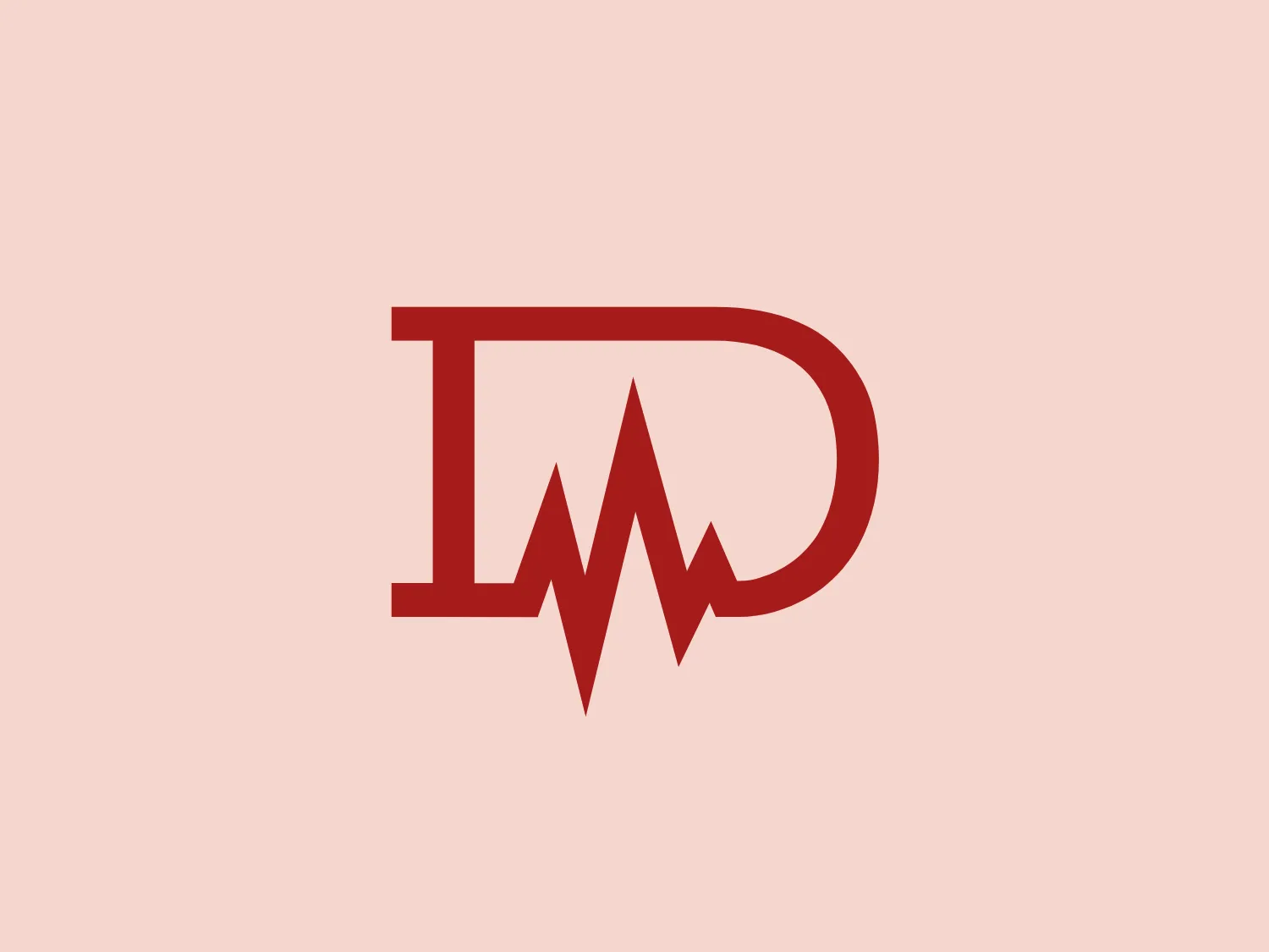 The logo for Design Spike features a stylized 'D' with a 'W' integrated into it, creating sharp points reminiscent of a pulse or heartbeat monitor. The bold, sans-serif typography and vibrant red color communicate energy and modernity, while evoking a sense of dynamism, health, vitality, and technology themes.