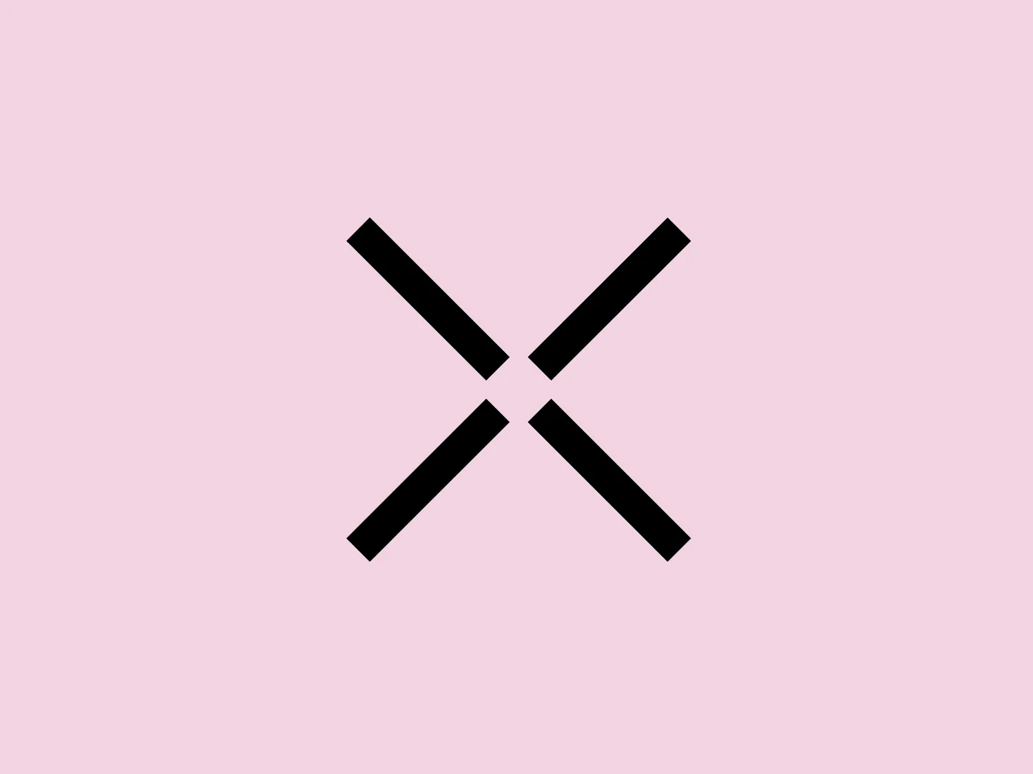 The XP Pen logo is a minimalistic, monochromatic design featuring two bold, black strips intersecting at their centers to form an "X" shape. Each arm of the "X" is identical in width and length, showcasing symmetry and balance, with a precise taper giving the logo a sharp, clean-cut appearance. The stark contrast and simplicity bring a modern and versatile aesthetic, with no additional embellishments or colors, emphasizing the contemporary feel.