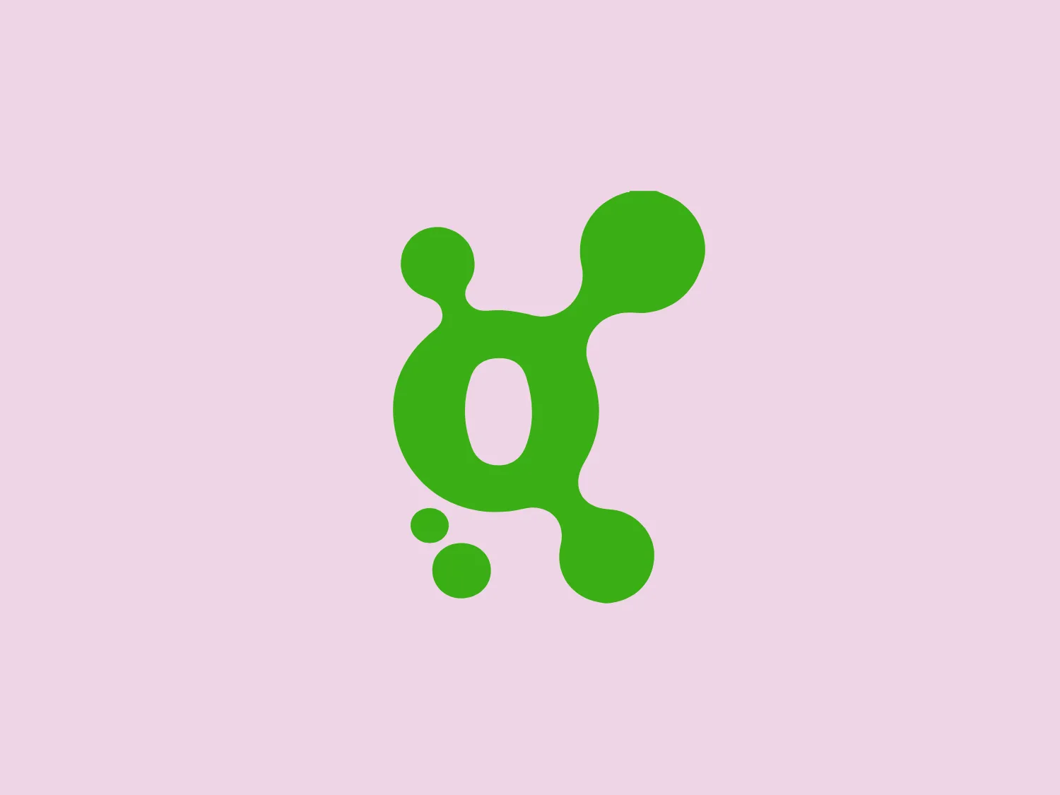 The Ekosystem logo features an abstract, organic design composed of rounded shapes that are interconnected. Its silhouette resembles an amoeba or a splatter, with a larger central form and smaller circular elements that appear to be in motion around it. The vibrant green color gives it a lively, energetic appearance, and the smooth curves suggest a sense of fluidity and modernity. The absence of any sharp edges or corners promotes a friendly and accessible brand image.