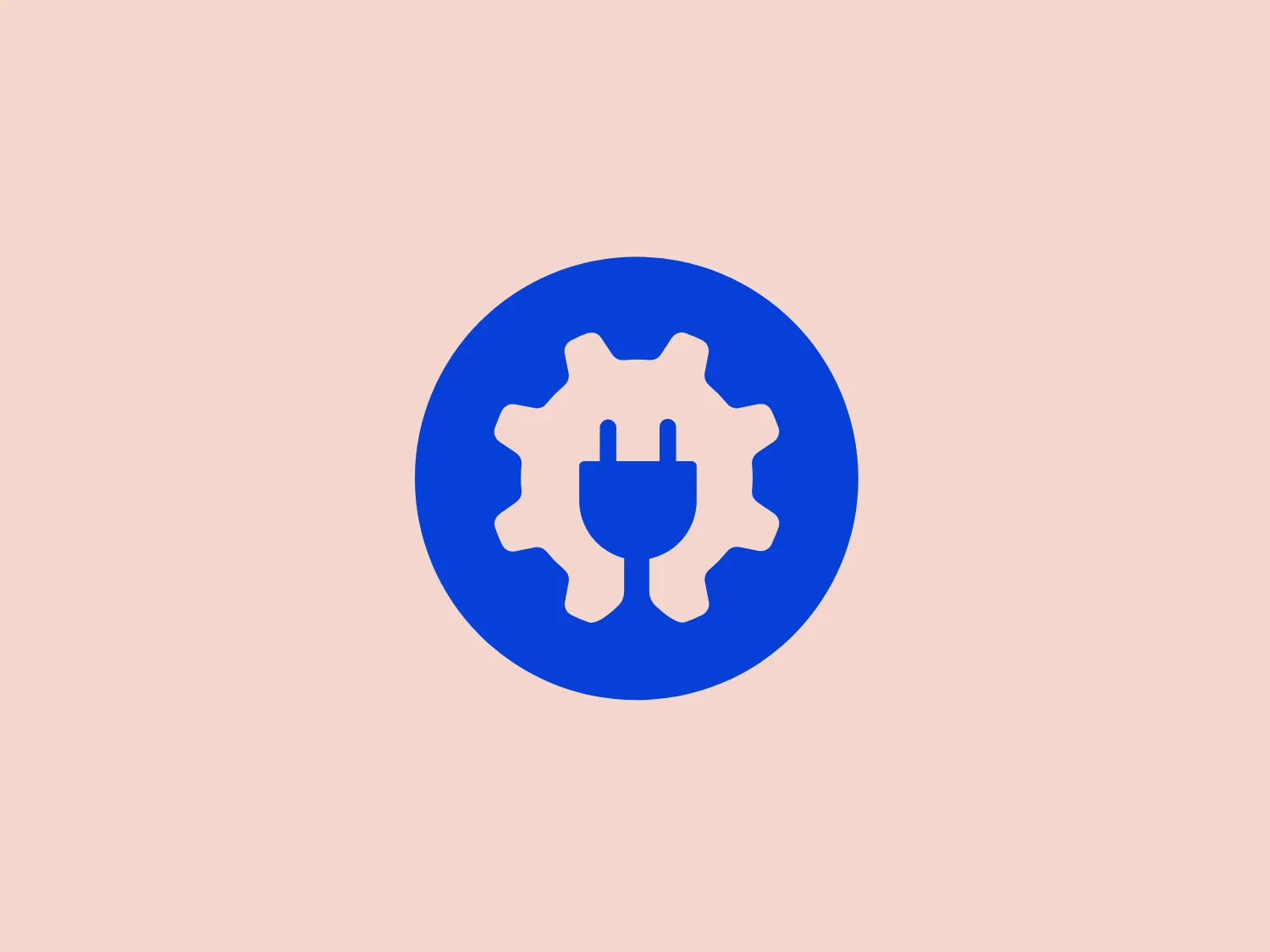 The Aioseo logo features a simple yet highly symbolic design with a central white gear or cog icon that integrates a three-pronged electrical plug silhouette within its center. Set against a bold blue circular background, the gear's teeth are evenly spaced around its perimeter, suggesting precision and interconnectivity, while the electrical plug communicates energy or technology. The overall design aesthetic is modern and clean, using contrast effectively to convey a sense of innovation and mechanization. The color scheme is minimalistic, employing only blue and white, which adds to the logo's crisp and professional look.