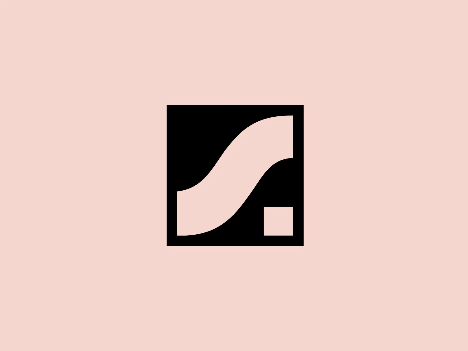 The Schweigert logo consists of a large, abstract white shape resembling an undulating wave or dynamic swoosh set against a black square background. The white figure includes a smaller square cut out at its bottom right corner, creating a modern and minimalist appeal. The contrast between the white shape and the black background is stark, and the hard edges of the square provide a structured frame for the organic curve, resulting in a balanced composition.