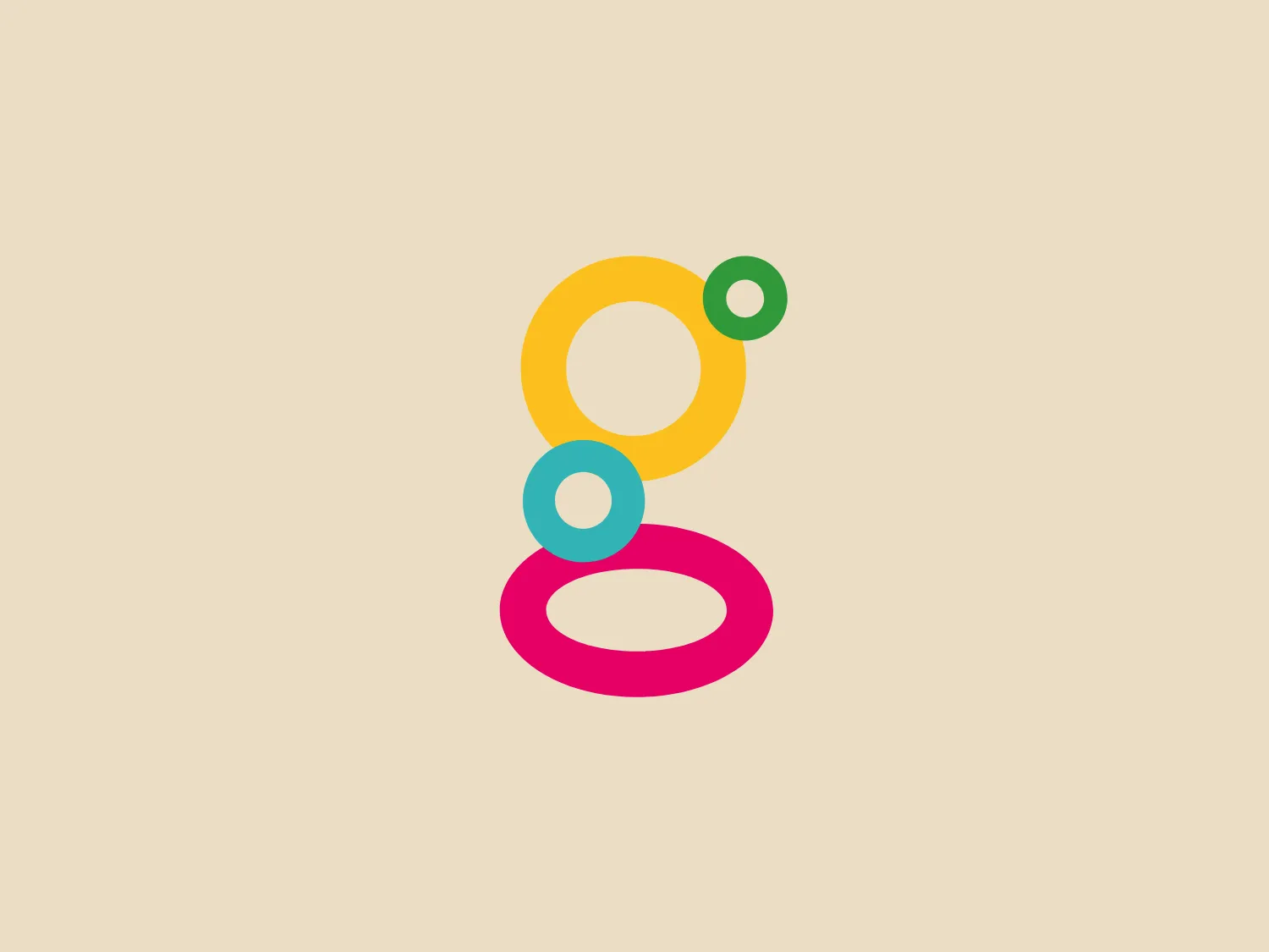 The 2degrees Marketing logo features a vertical stack of three distinctly colored rings. The first ring is a vibrant pink, the middle ring is a matte sky blue, and the topmost ring is a muted sunshine yellow, with a tiny dark green dot-circle intersecting it. The rings are not perfectly aligned, creating a playful and dynamic arrangement. The colors pop with saturation and warmth, suggesting creativity and energy. The overall design aesthetic is modern and minimalistic, with clean lines and a flat design devoid of gradients or shadows. An interesting feature is that the rings are not complete circles; their cuts give an impression of interconnectedness and continuity.