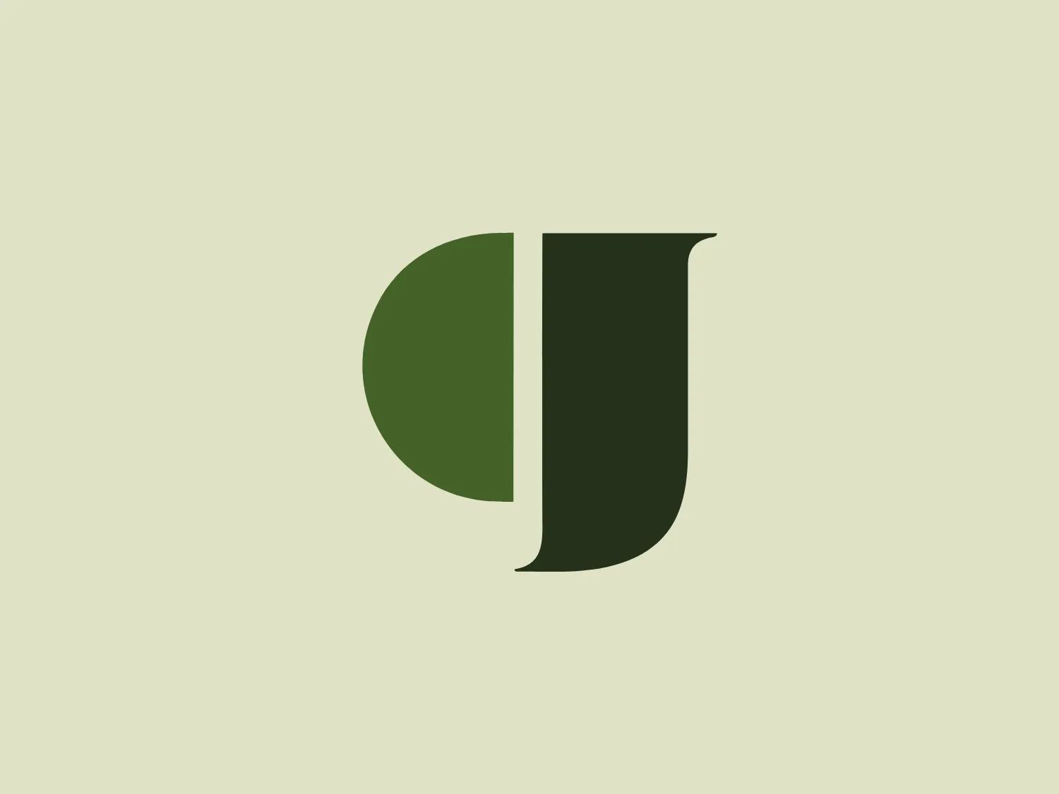 The Greenwood Energy logo features an abstract design that combines elements resembling both a lowercase 'd' and an uppercase 'J' into a single, cohesive form. The shapes merge smoothly, implying fluidity and modernity. The predominant color is a deep, forest green, presenting a professional and reliable image. The design is minimalist, with no extra adornments cluttering the visual space, which allows for versatile application across various media. Its simplicity would likely scale well, retaining clarity at different sizes.