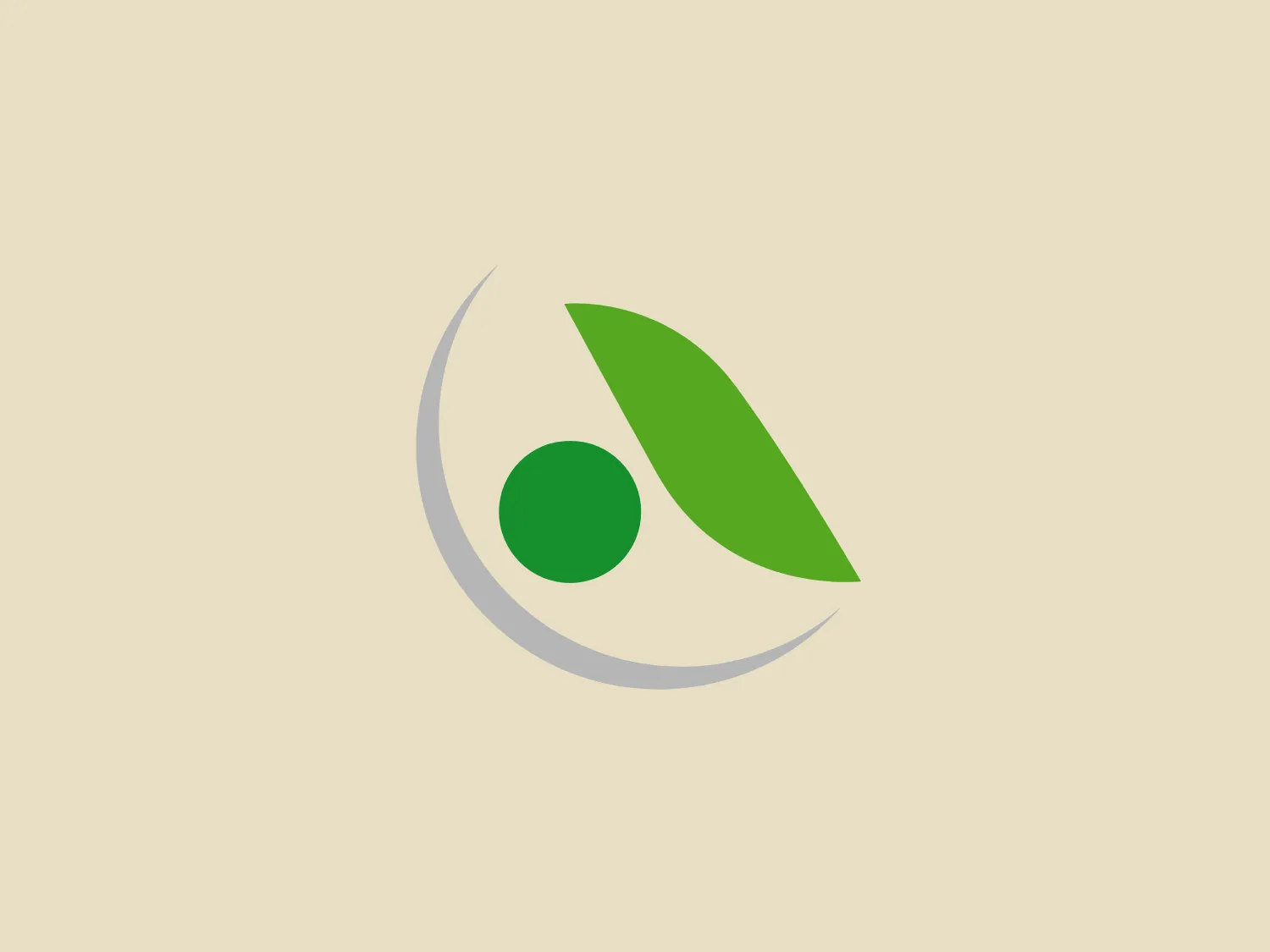 The Arkopharma logo showcases an abstract design with organic and geometric elements. A bold, green leaf-like shape creates a dynamic contrast with a grey crescent that cradles it from underneath. Both shapes share a sophisticated simplicity, with the leaf featuring a pointy tip that adds a sense of movement. In the center of the leaf, a solid green circle anchors the design, suggesting unity or a focus point. The overall aesthetic is modern and clean, suggesting themes of growth, sustainability, and harmony. Considering the logo's color palette and theme, a background that complements its freshness and simplicity would be advisable.