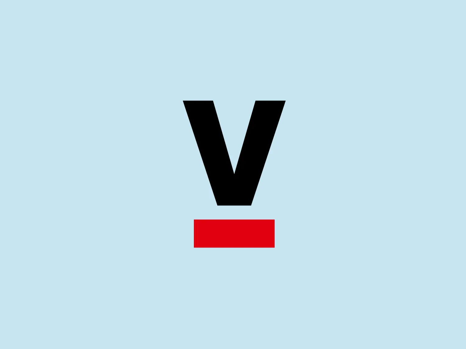 The Sportfive logo is bold and minimalist, with a striking contrast. It consists of an uppercase letter 'V' in a heavy, sans-serif black font, positioned above a solid, crimson red rectangle. The 'V' is thick and angular, conveying a sense of stability and strength. The choice of black and red colors suggests power and passion. The overall aesthetic is modern and clean, with a graphic emphasis on the shapes created by the intersection between the letter and the rectangle.