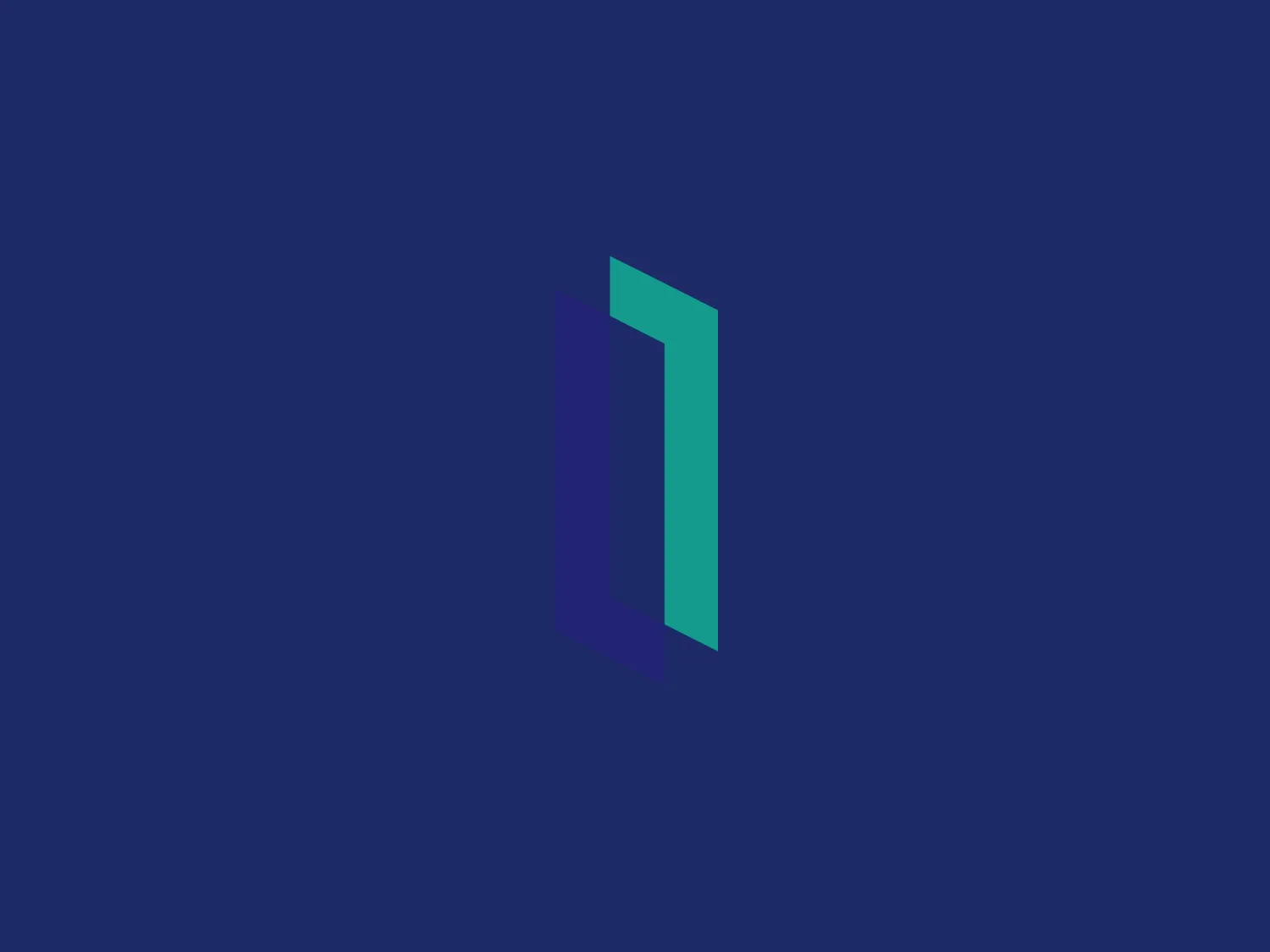 The logo in the image is a modern and geometric design that consists of two parallelograms leaning against each other, creating a stylized letter 'N' for Intersystems. One of the parallelograms is a rich navy blue (#273B7A), while the other is a vibrant teal (#00A79D), suggesting a dynamic and contemporary vibe. The shapes are balanced and simple, yet they convey depth through the use of shading and the overlapping design. The contrast between the colors gives the logo an energetic feel. Due to the cooler tones of the logo, a subtle warm background color would complement it well. Hexcode: #F3DDEB.