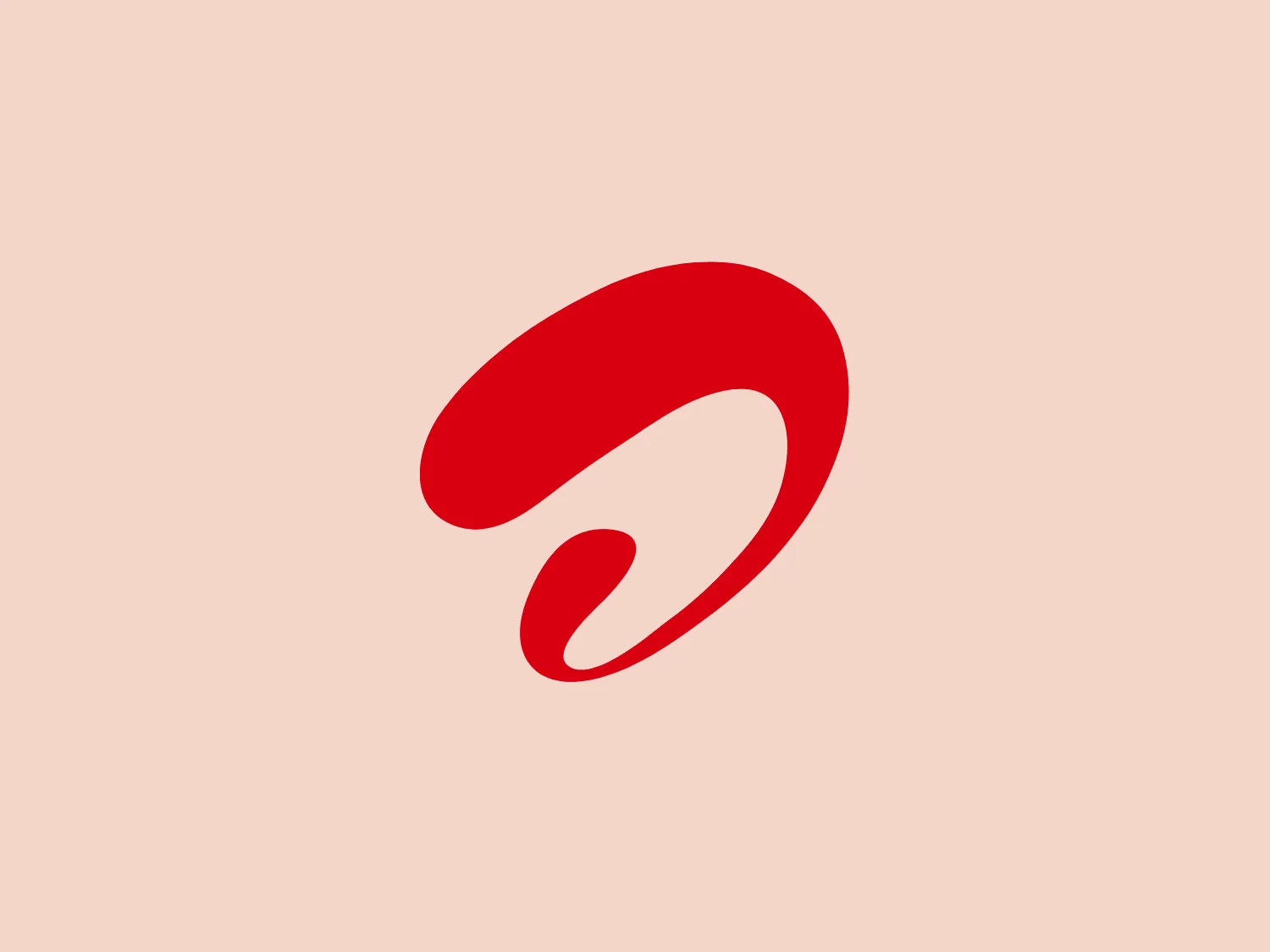 The Airtel logo showcases an abstract design with a dynamic and fluid shape, exuding a sense of motion and transformation. It boldly presents a modern and minimalist aesthetic with its striking red color and clean lines, suggesting innovation and a forward-thinking brand identity. The shape, resembling a swirl or a stylized letter, is crafted to be distinct and memorable.