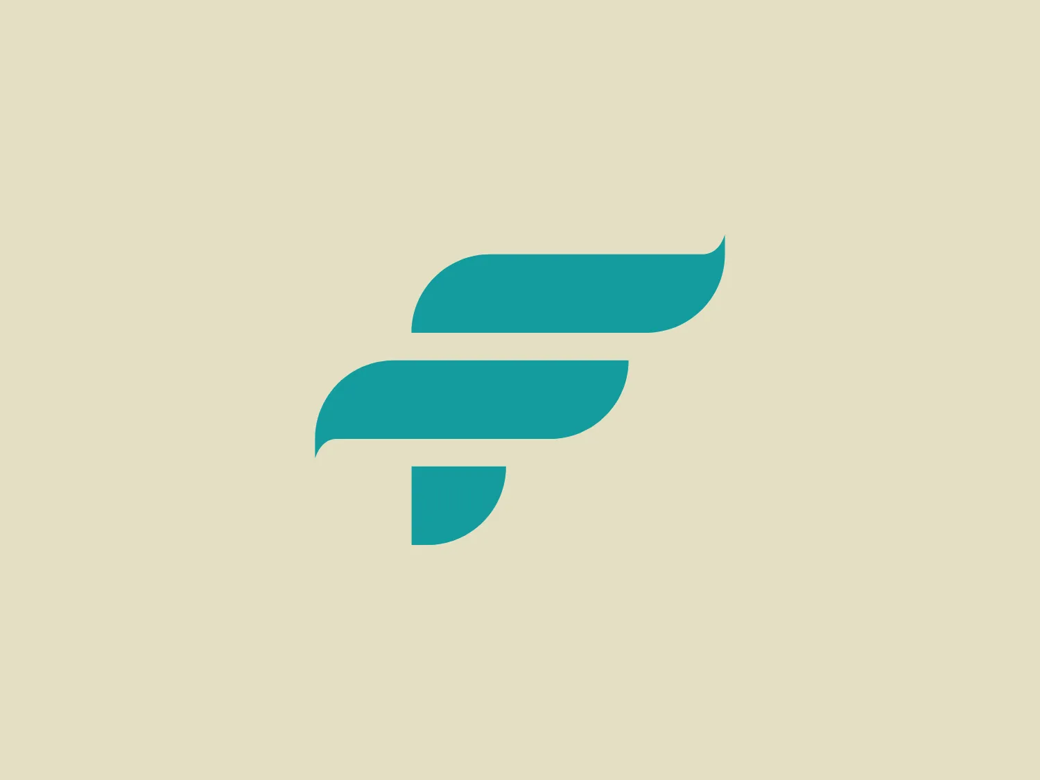 The Fjalk logo features an abstract, ribbon-like design comprising two teal shapes that suggest movement or flight. The top shape is elongated with a tail that curls upward, while the bottom shape looks like a simplistic representation of a bird in partial profile with its wing suggesting forward momentum. The logo has fluid lines and curves, creating a sense of elegance and dynamism. To complement the teal color and maintain the logo's vibrancy, a background that does not overshadow the design would be appropriate.