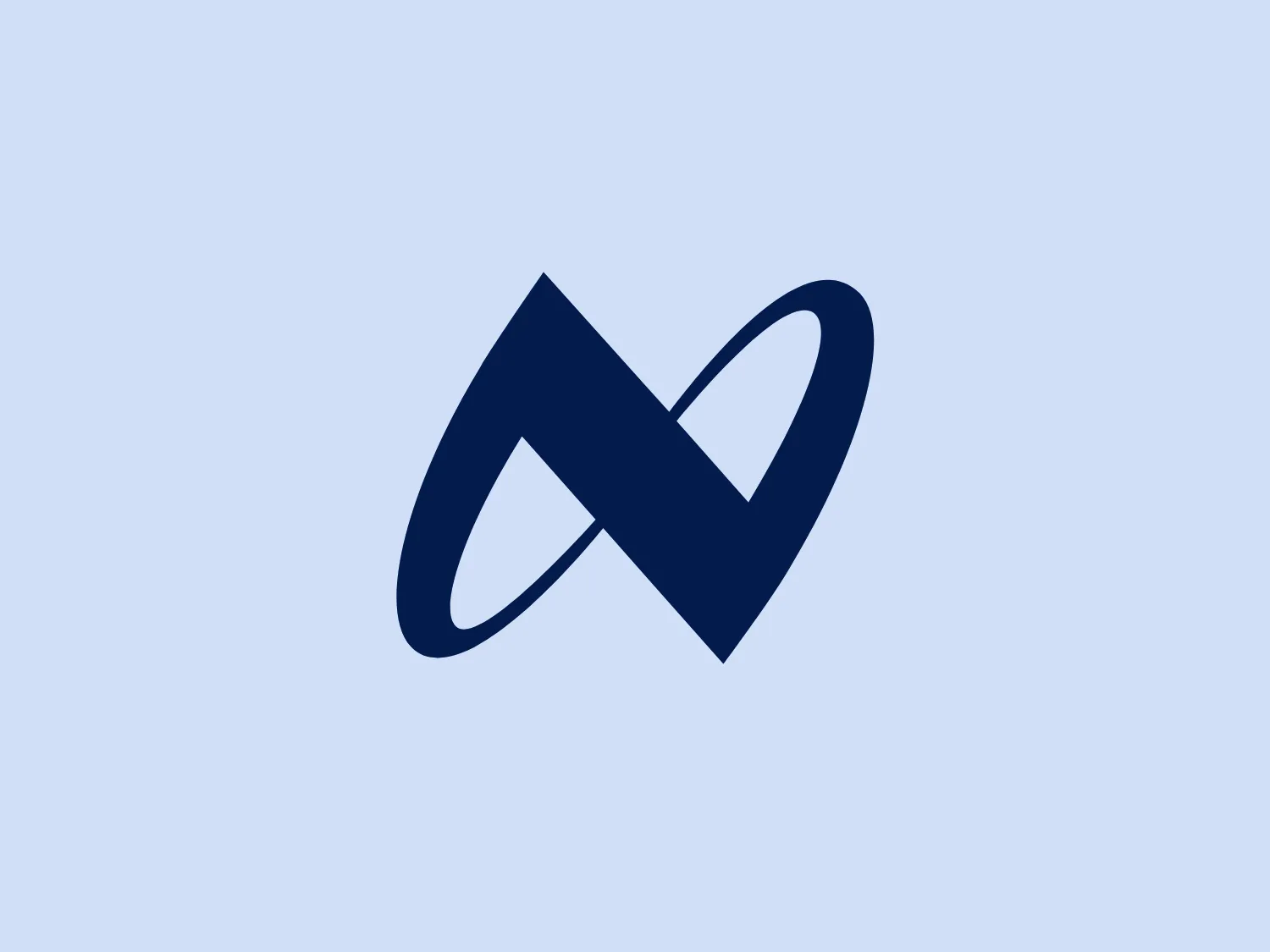 The National Leasing logo features a sleek and contemporary design consisting of a stylized letter "N" with a twist, giving the impression of infinity or a Möbius strip. It is composed of two intertwining parts, creating an elegant and dynamic loop. The color is a deep, strong shade of navy blue, which conveys a sense of professionalism and reliability. The design is minimalist yet impactful, with the use of negative space enhancing the visual effect of the intertwining forms.